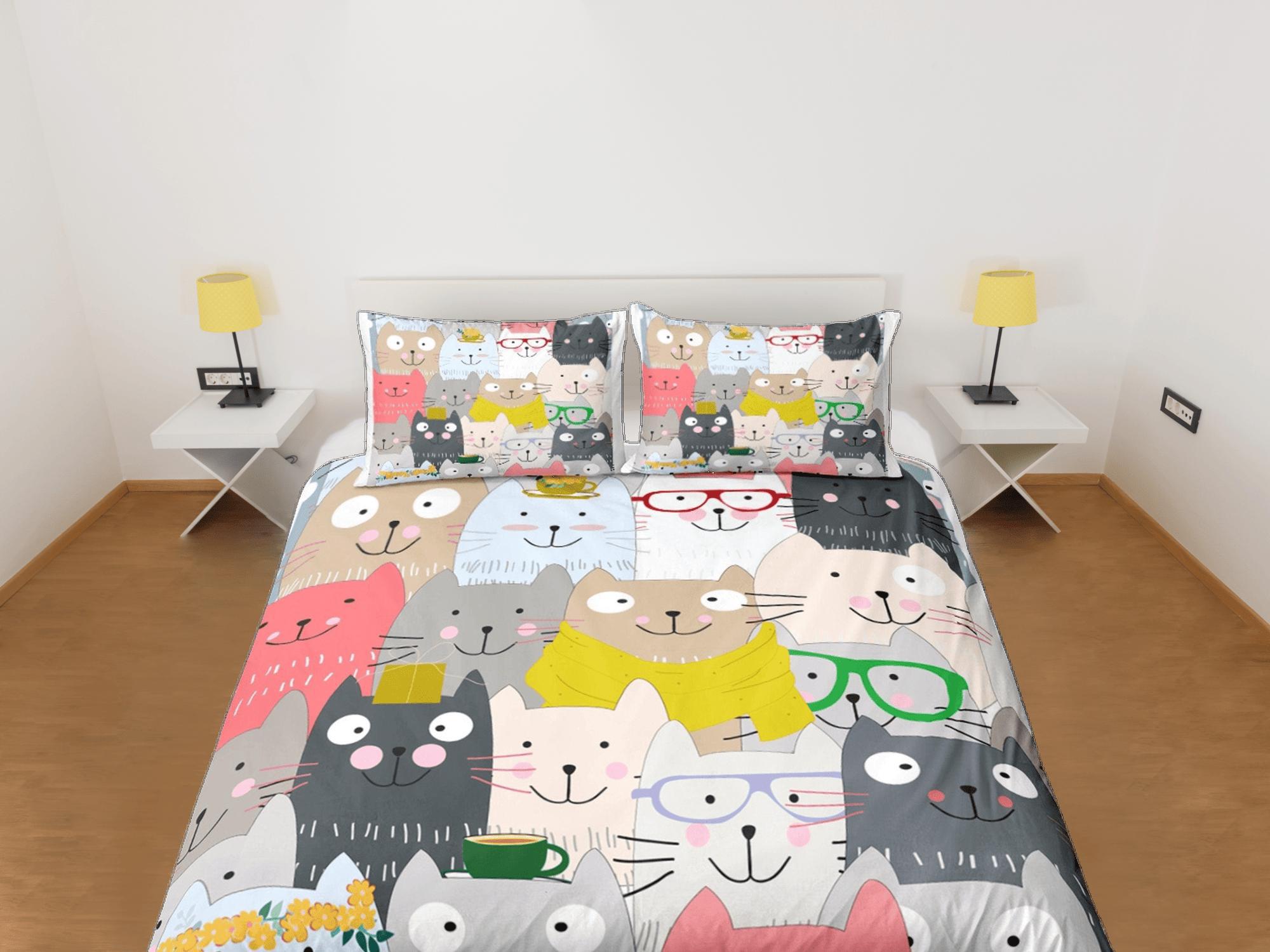 daintyduvet Cat Lover Duvet Cover Set Bedspread, Cute Bedding for Teens Kids Bedroom, Colorful Comforter Cover