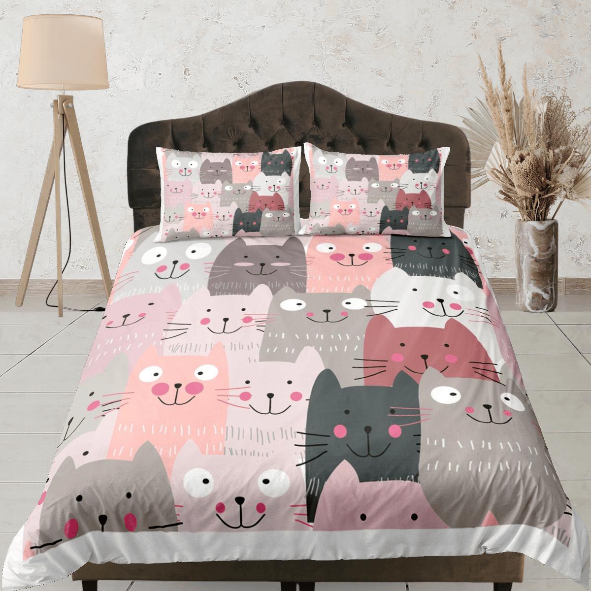 daintyduvet Cat Lover Duvet Cover Set Bedspread, Cute Cats Bedding for Teens Kids Bedroom