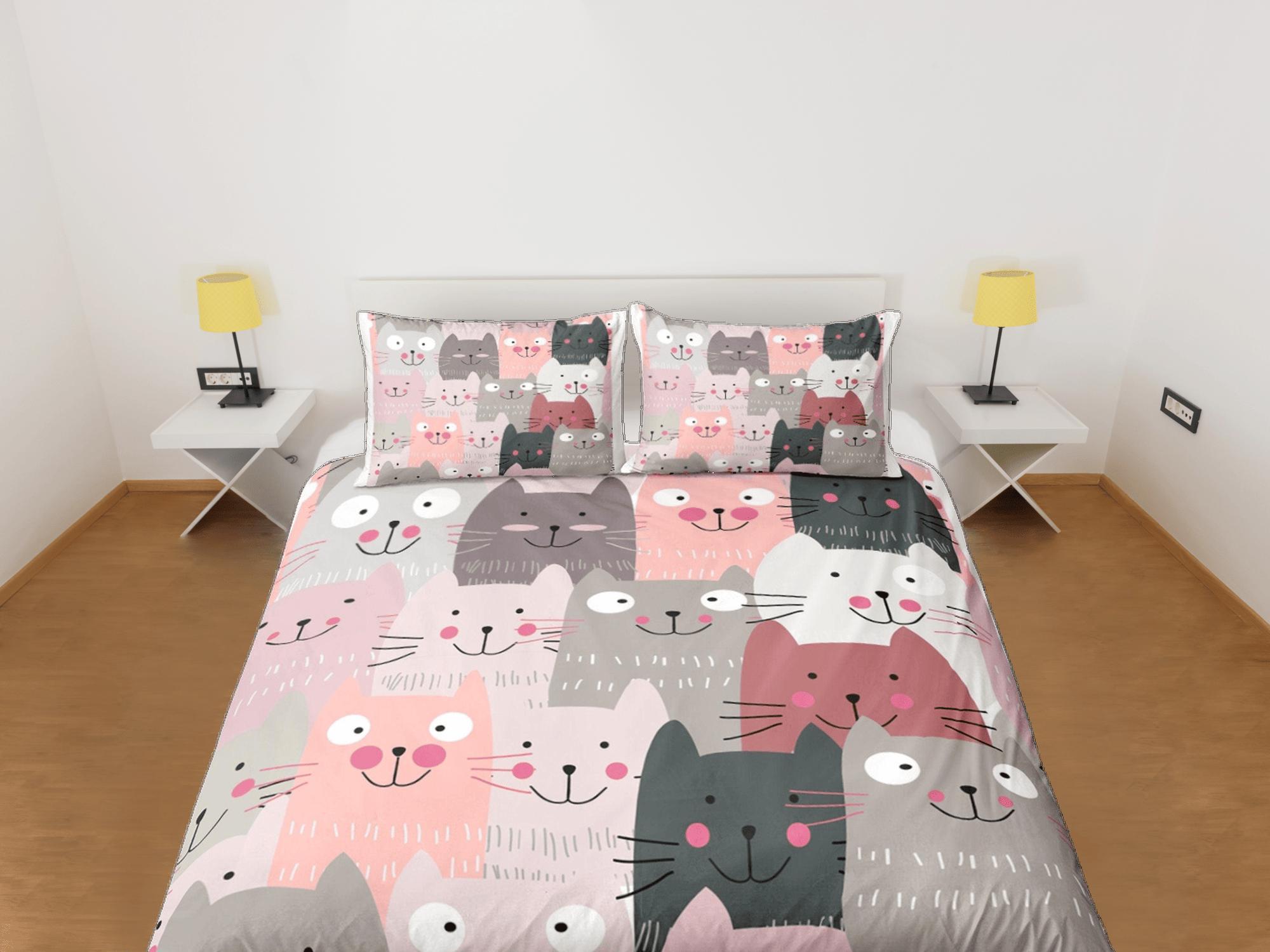 daintyduvet Cat Lover Duvet Cover Set Bedspread, Cute Cats Bedding for Teens Kids Bedroom