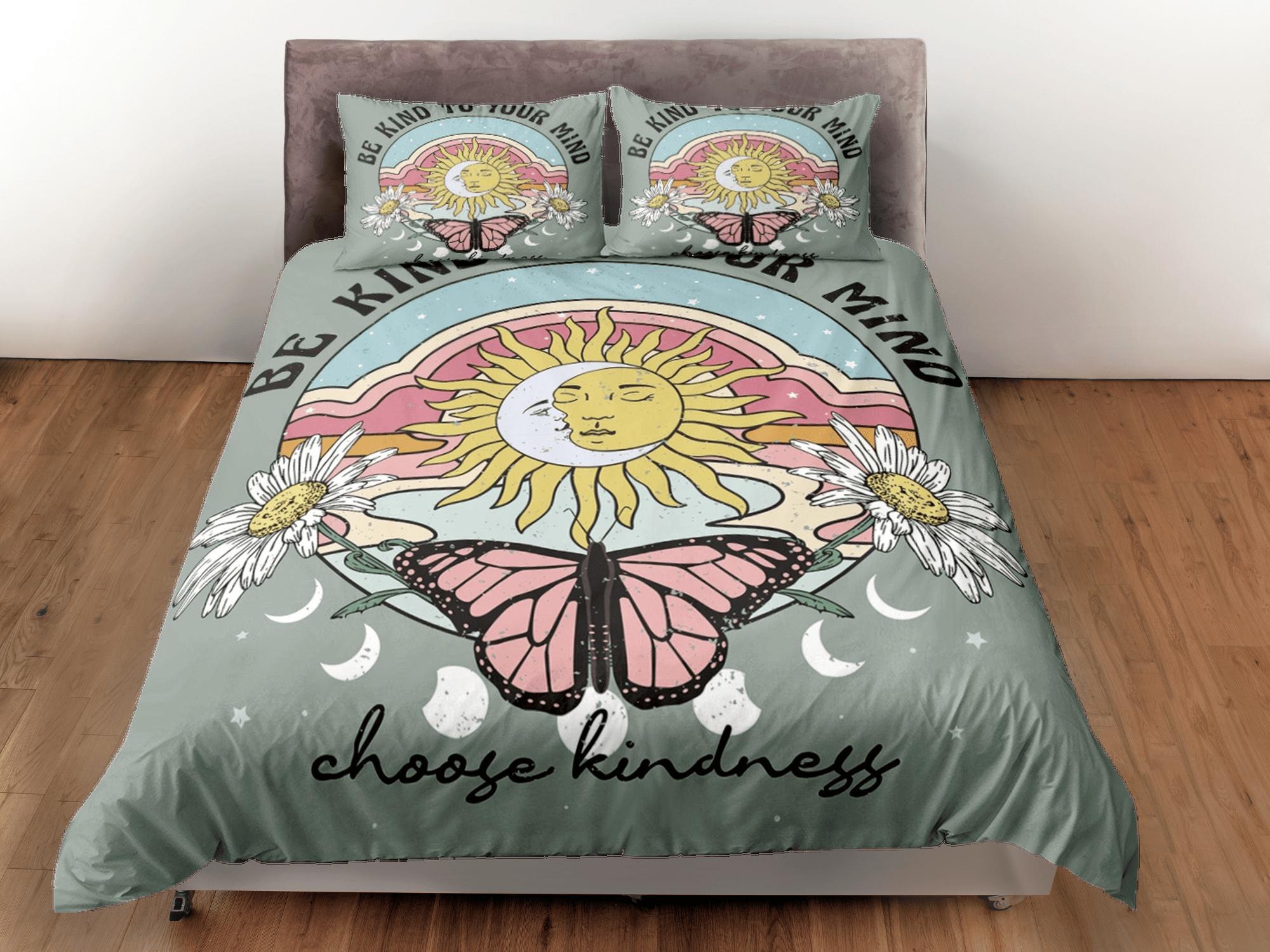 daintyduvet Celestial bedding 90s nostalgia hippie bedding retro duvet cover set, colorful bedding, teens and adult duvet cover, maximalist sun and moon