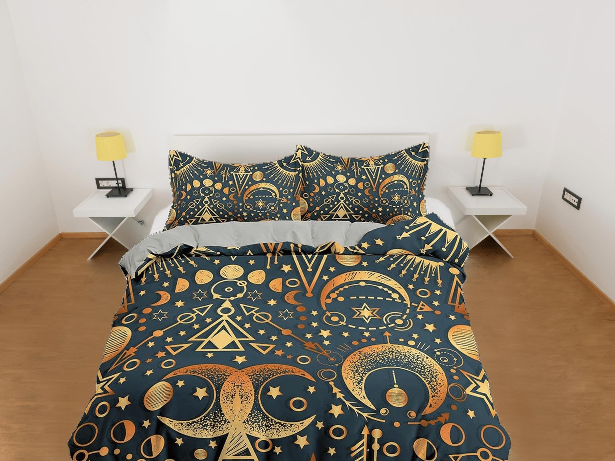 daintyduvet Celestial bedding gold alchemist, witchy decor dorm bedding, aesthetic duvet, boho bedding set full king queen, astrology gifts, gothic art