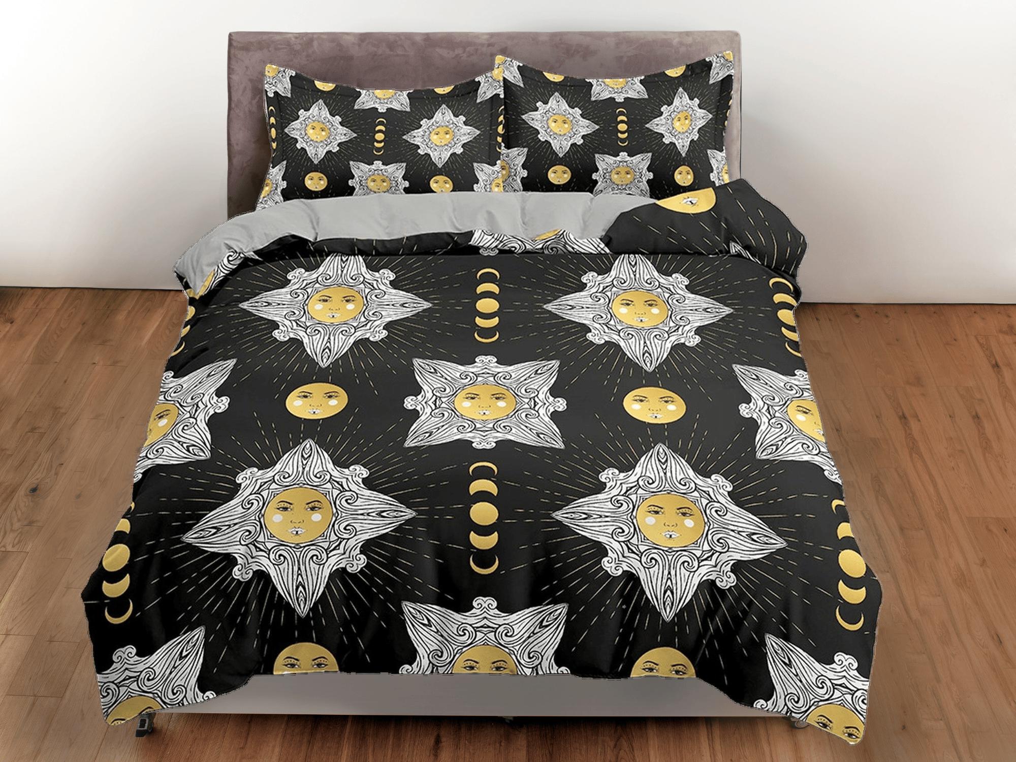 daintyduvet Celestial bedding phases of moon, witchy decor dorm bedding, aesthetic duvet, boho bedding set full king queen, astrology gifts, gothic art