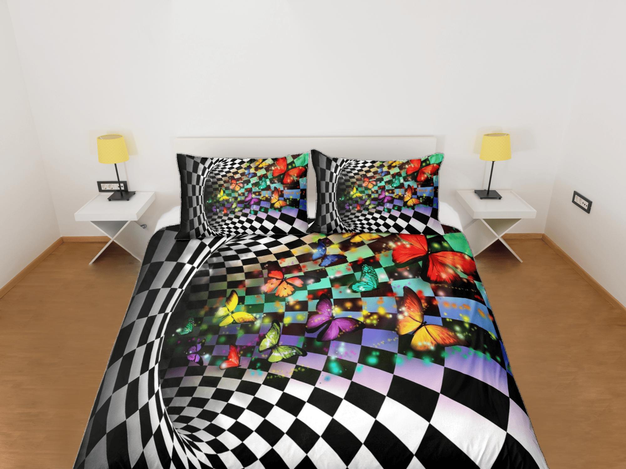 daintyduvet Checkered Fabric Duvet Cover Colorful Dorm Bedding Set Full Checkered Comforter Cover