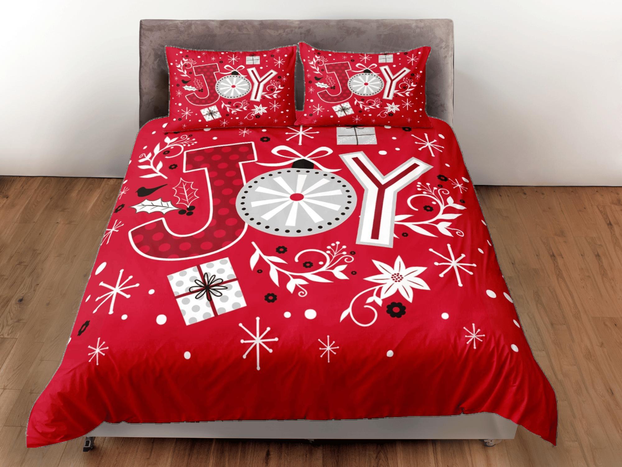 daintyduvet Christmas Duvet Cover Set and Christmas Pillows Red Bedding Comforter Cover Christmas Gift