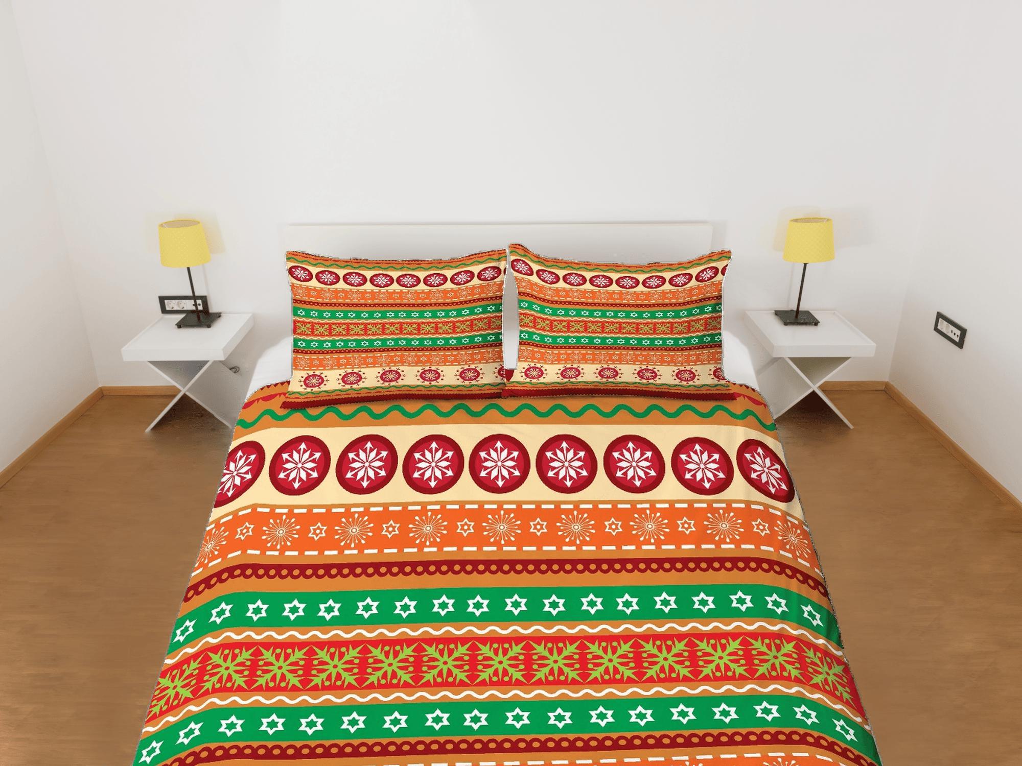 daintyduvet Christmas Duvet Cover Set with Pillows Christmas Pattern Dorm Bedding Comforter Cover Christmas Gift