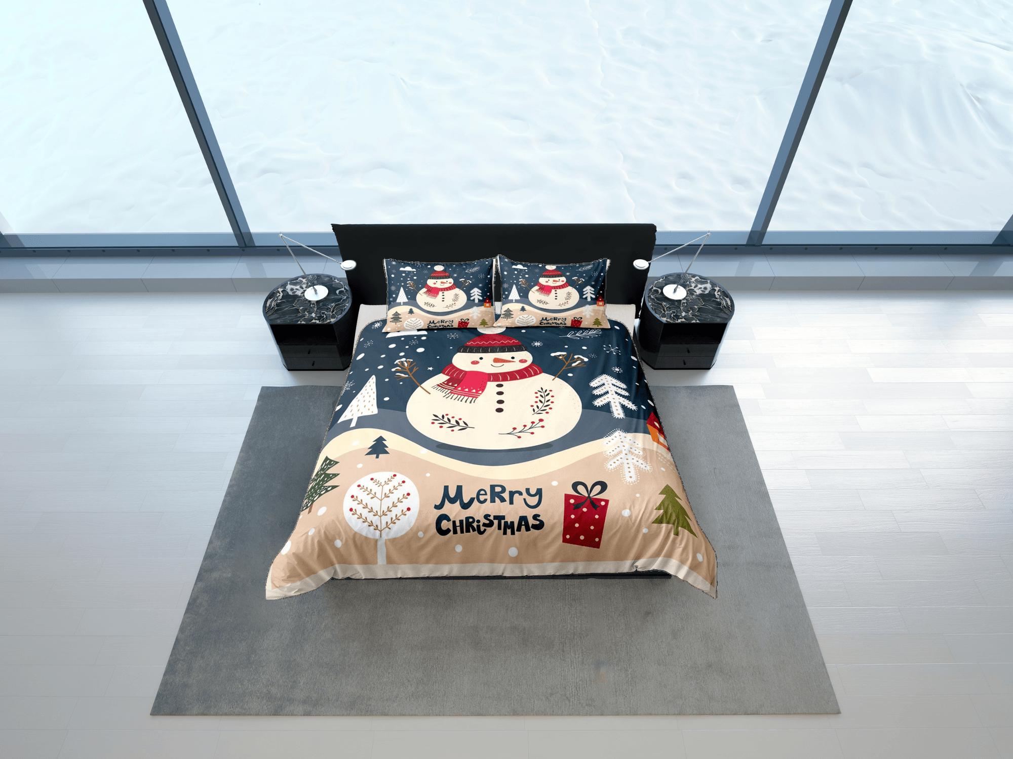 daintyduvet Christmas Duvet Cover Set with Pillows Snow Man Winter Dorm Bedding Comforter Cover Christmas Gift