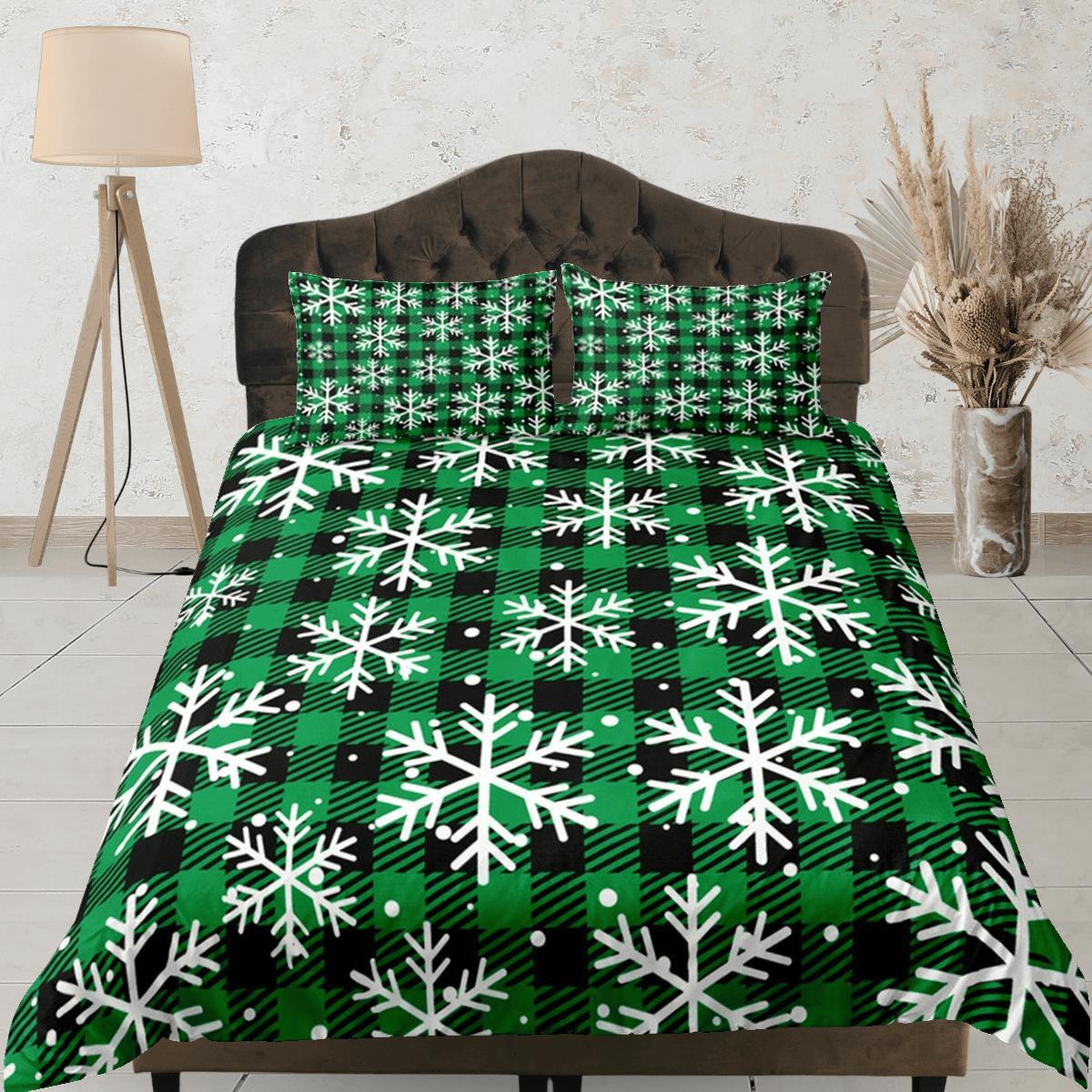 daintyduvet Christmas Gift Green Duvet Cover Pillowcase Bedspread Holiday Gift Bedding Set