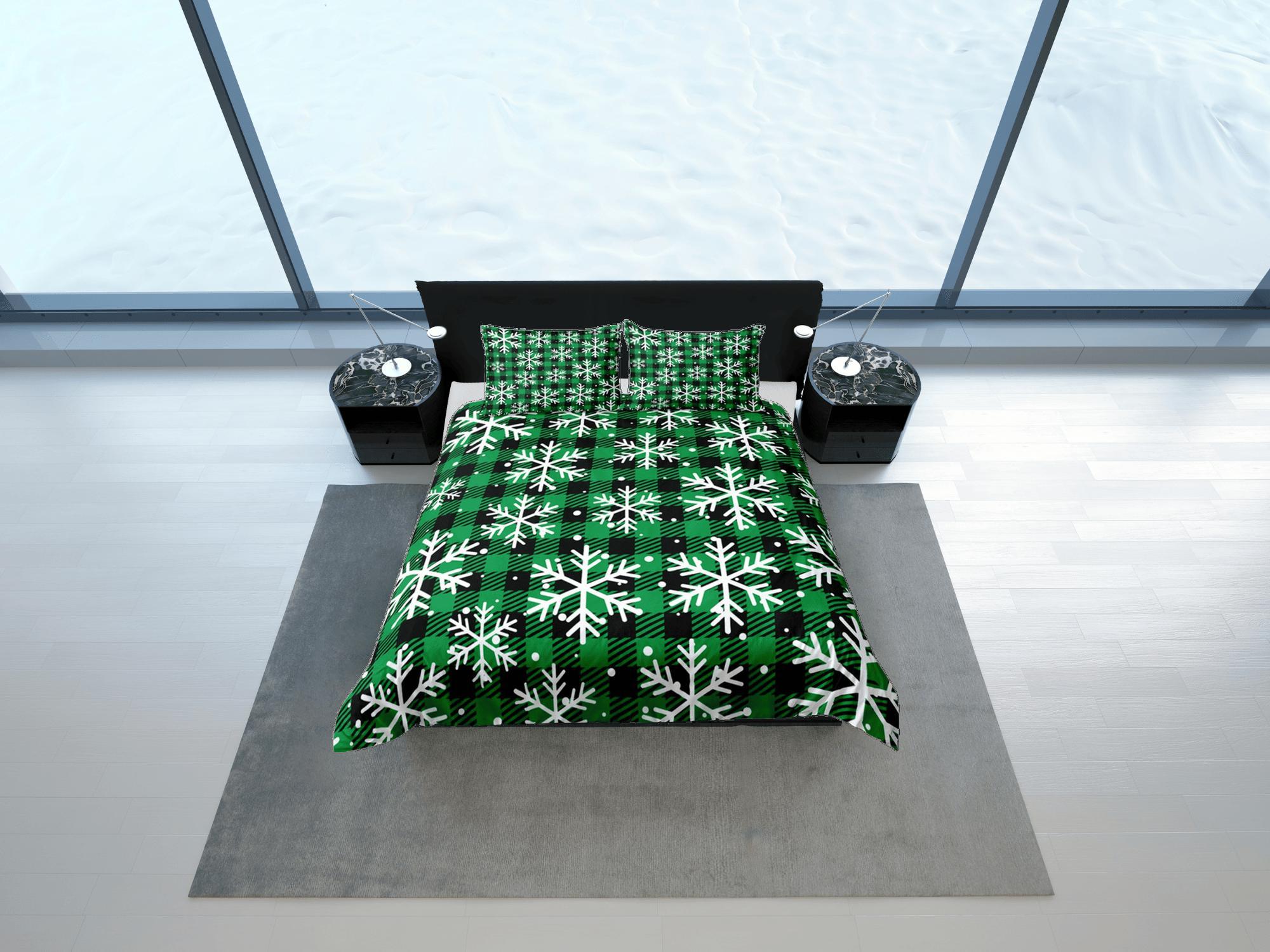 daintyduvet Christmas Gift Green Duvet Cover Pillowcase Bedspread Holiday Gift Bedding Set