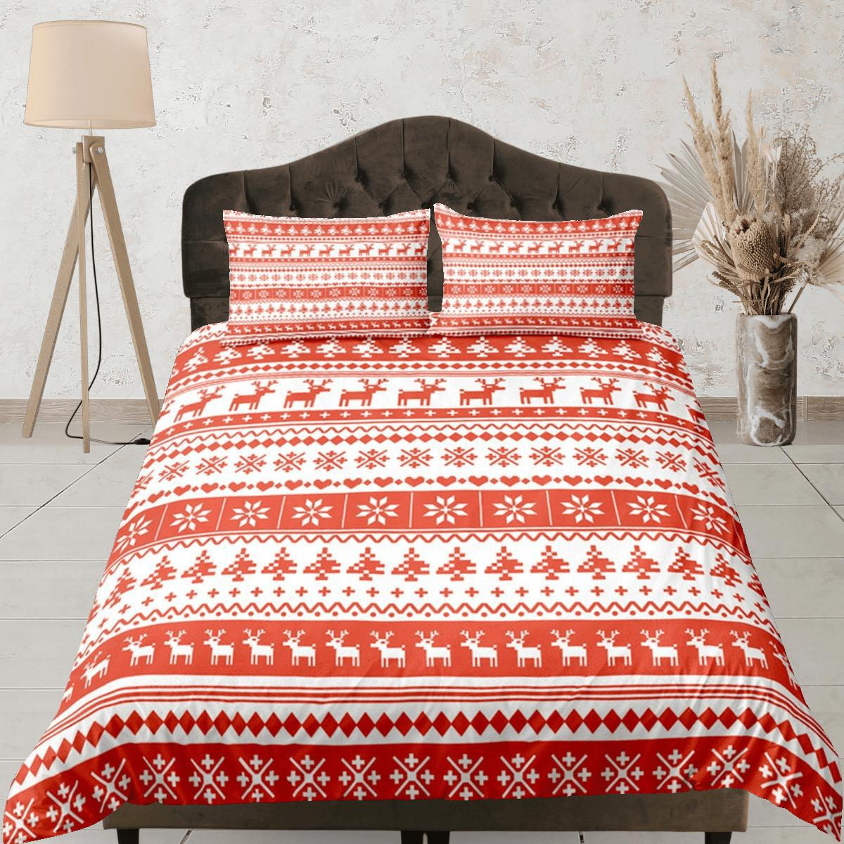 daintyduvet Christmas Gift Red Duvet Cover Pillowcase Bedspread Holiday Gift Bedding Set