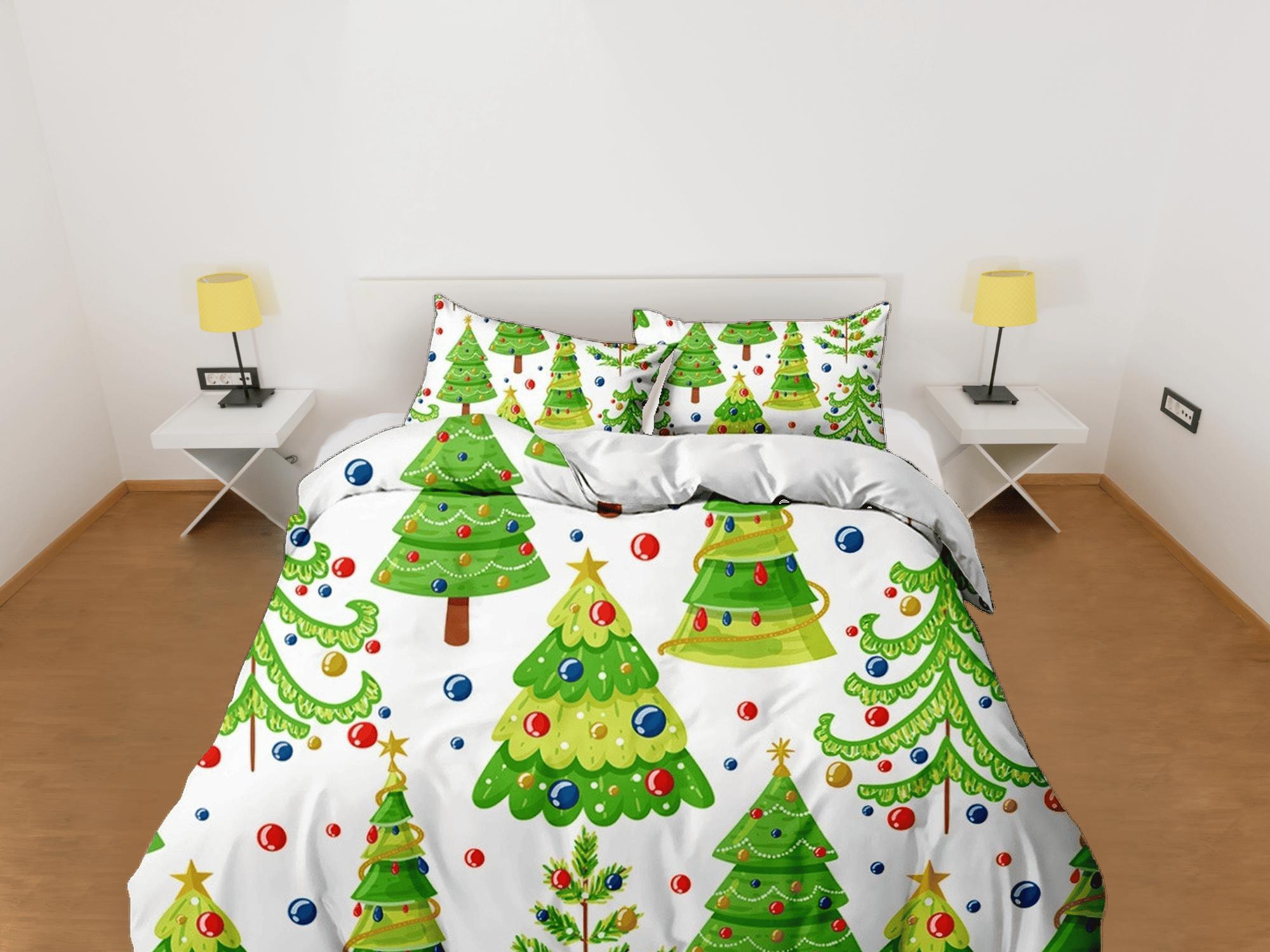 daintyduvet Christmas tree and bauble bedding & pillowcase holiday gift duvet cover king queen full twin toddler bedding baby Christmas farmhouse decor
