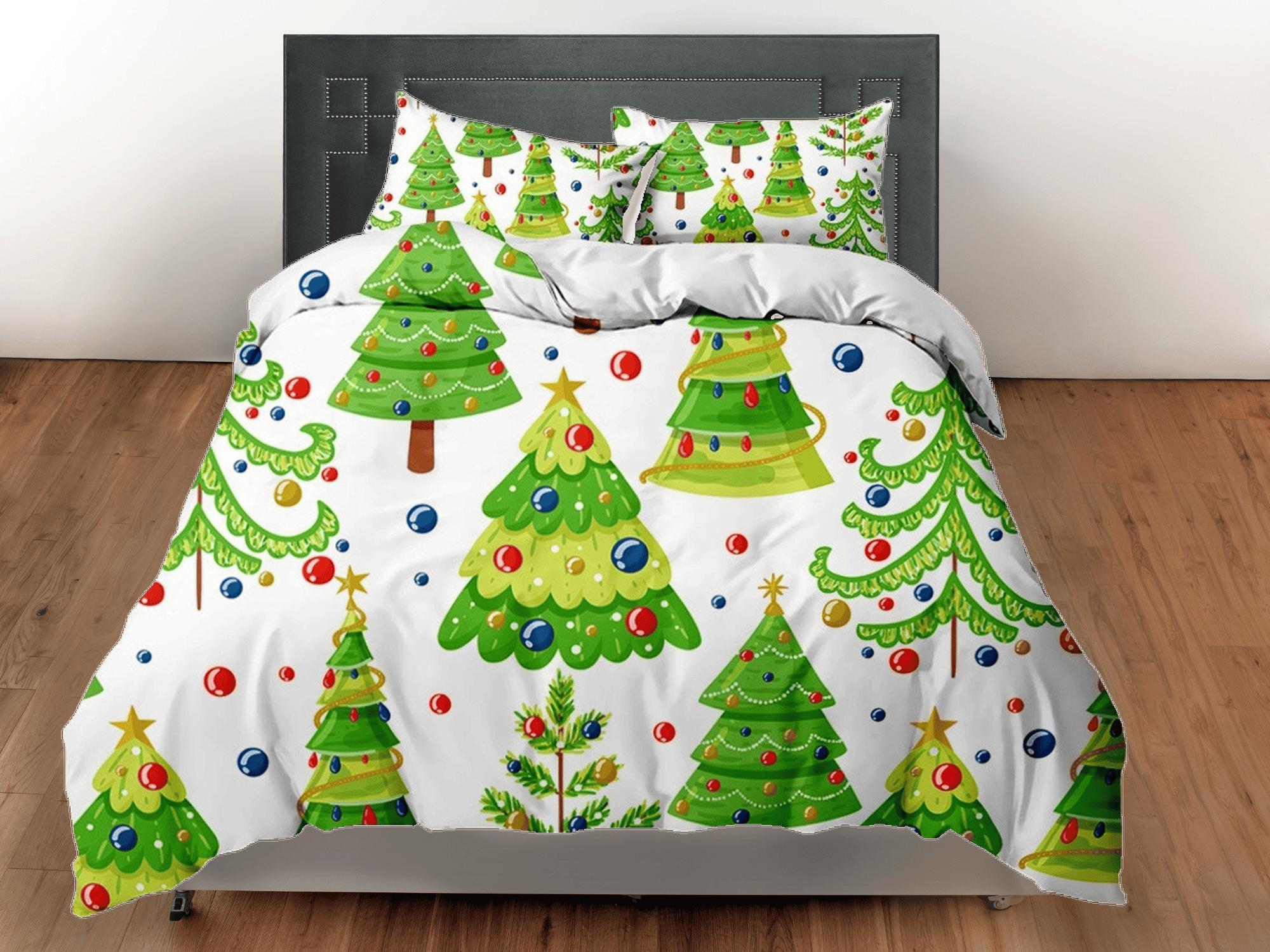 daintyduvet Christmas tree and bauble bedding & pillowcase holiday gift duvet cover king queen full twin toddler bedding baby Christmas farmhouse decor