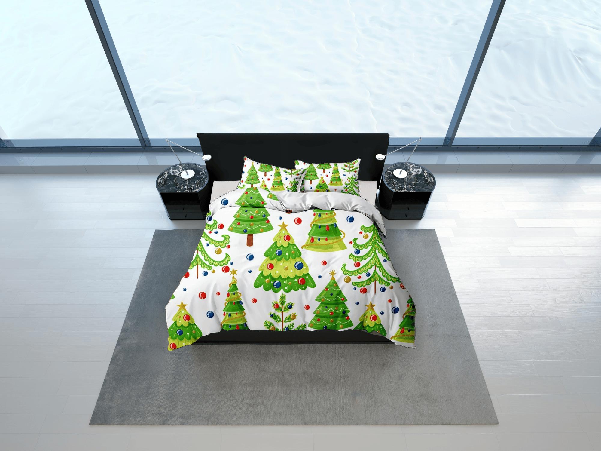 daintyduvet Christmas tree and bauble bedding & pillowcase holiday gift duvet cover king queen full twin toddler bedding baby Christmas farmhouse decor