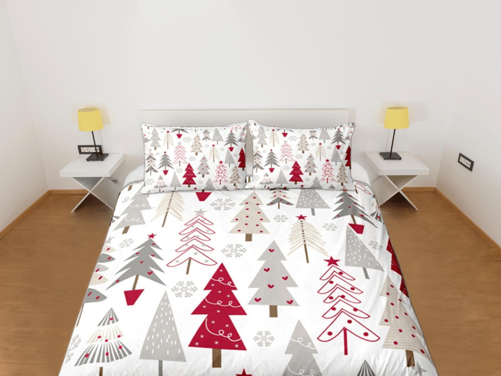 daintyduvet Christmas Tree Duvet Cover Set, Red Bedspread Holiday Gift Bedding Set