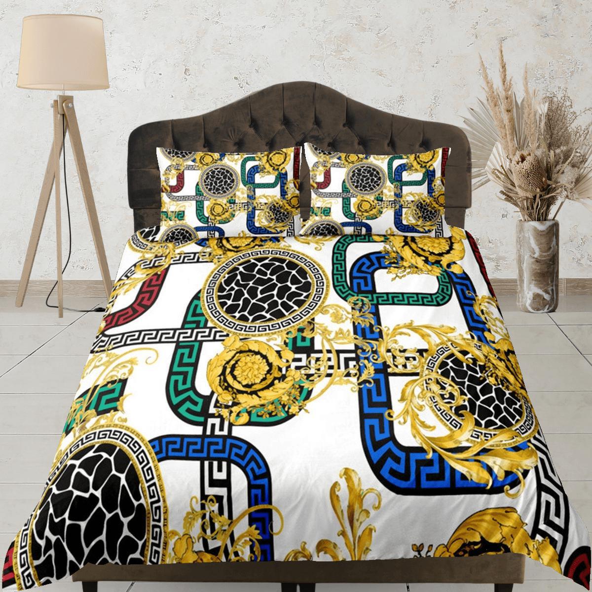 daintyduvet Colorful Baroque Luxury Duvet Cover Aesthetic Bedding Set Full Victorian Decor,