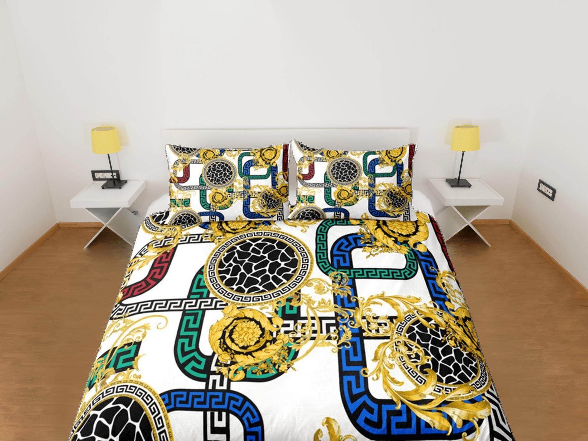 daintyduvet Colorful Baroque Luxury Duvet Cover Aesthetic Bedding Set Full Victorian Decor,