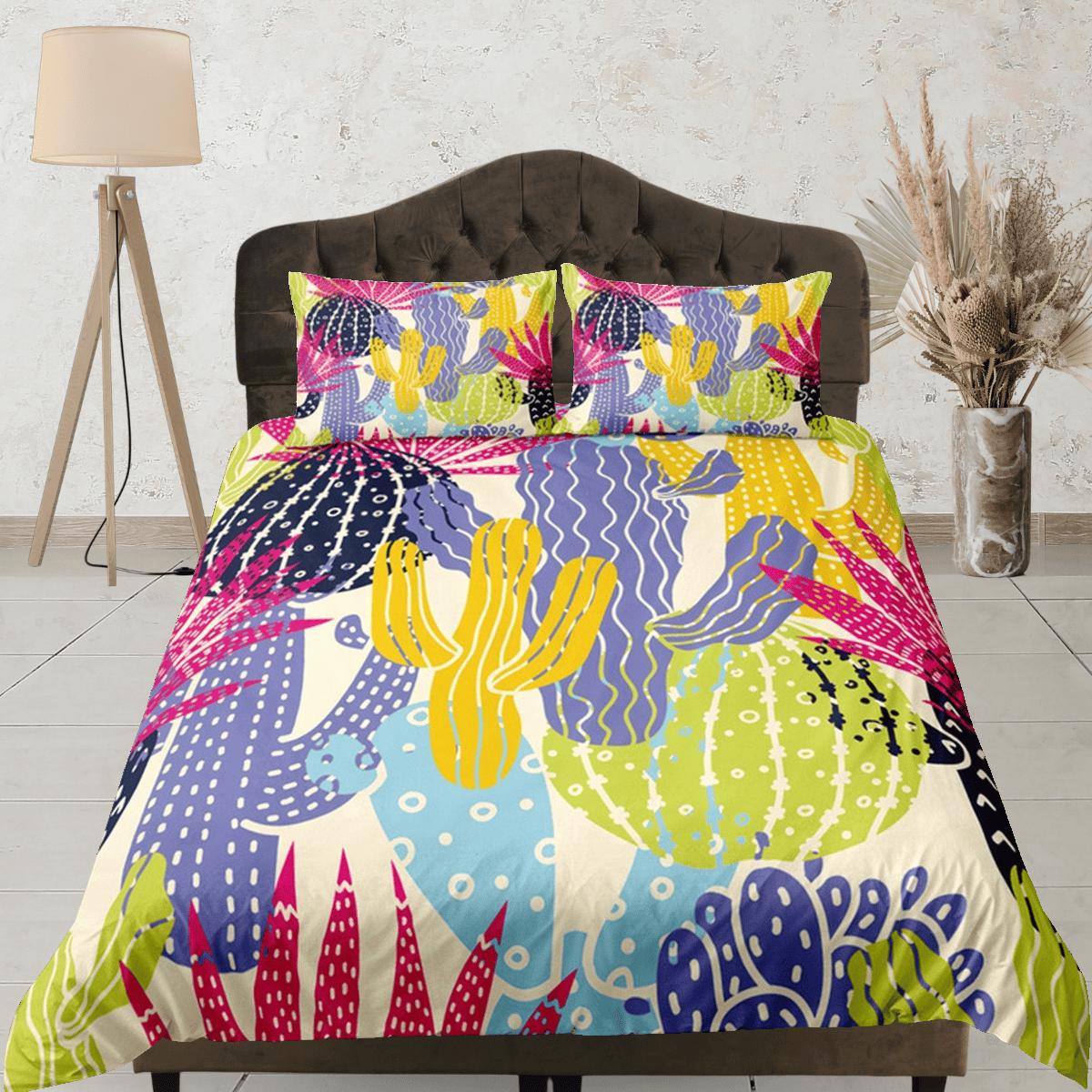 daintyduvet Colorful Cactus Plant Duvet Cover Set, Bedspread Kids Bedding Set Single Bedding