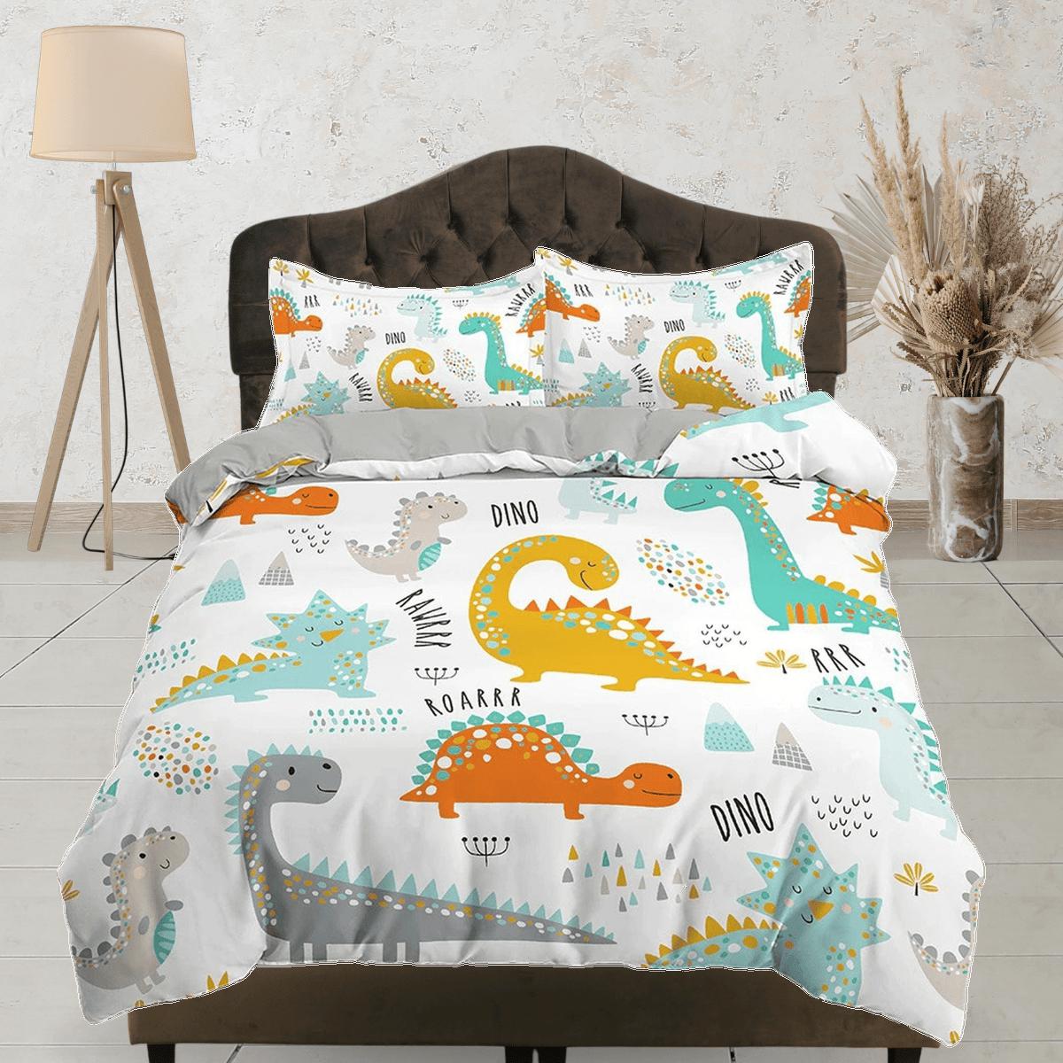 Colorful Dinosaurs Bedding, Duvet Cover Set & Pillowcase, Zipper