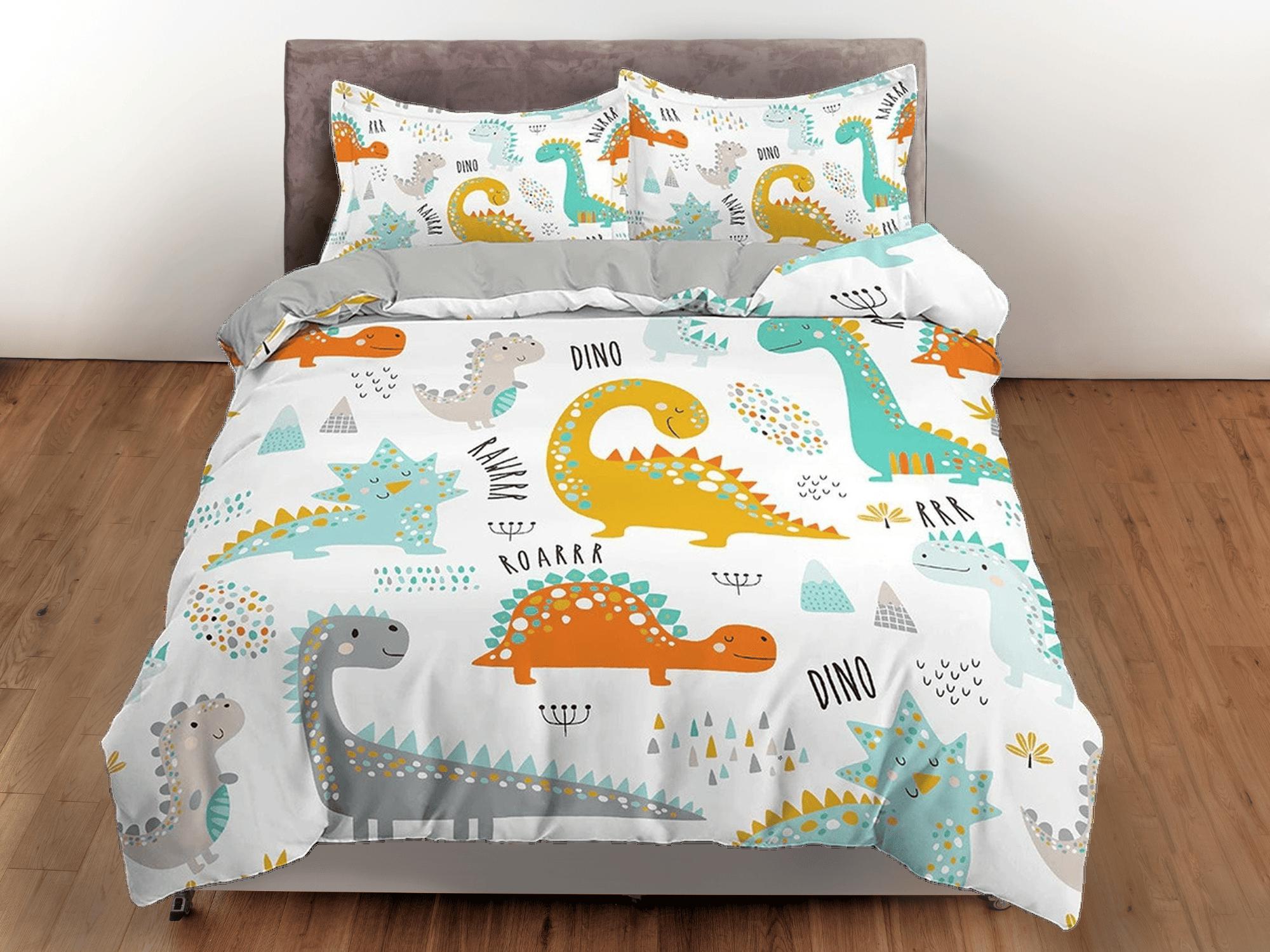 daintyduvet Colorful Dinosaurs Bedding, Duvet Cover Set & Pillowcase, Zipper Bedding, Dorm Bedding, Teens Adult Duvet King Queen Full Twin Single