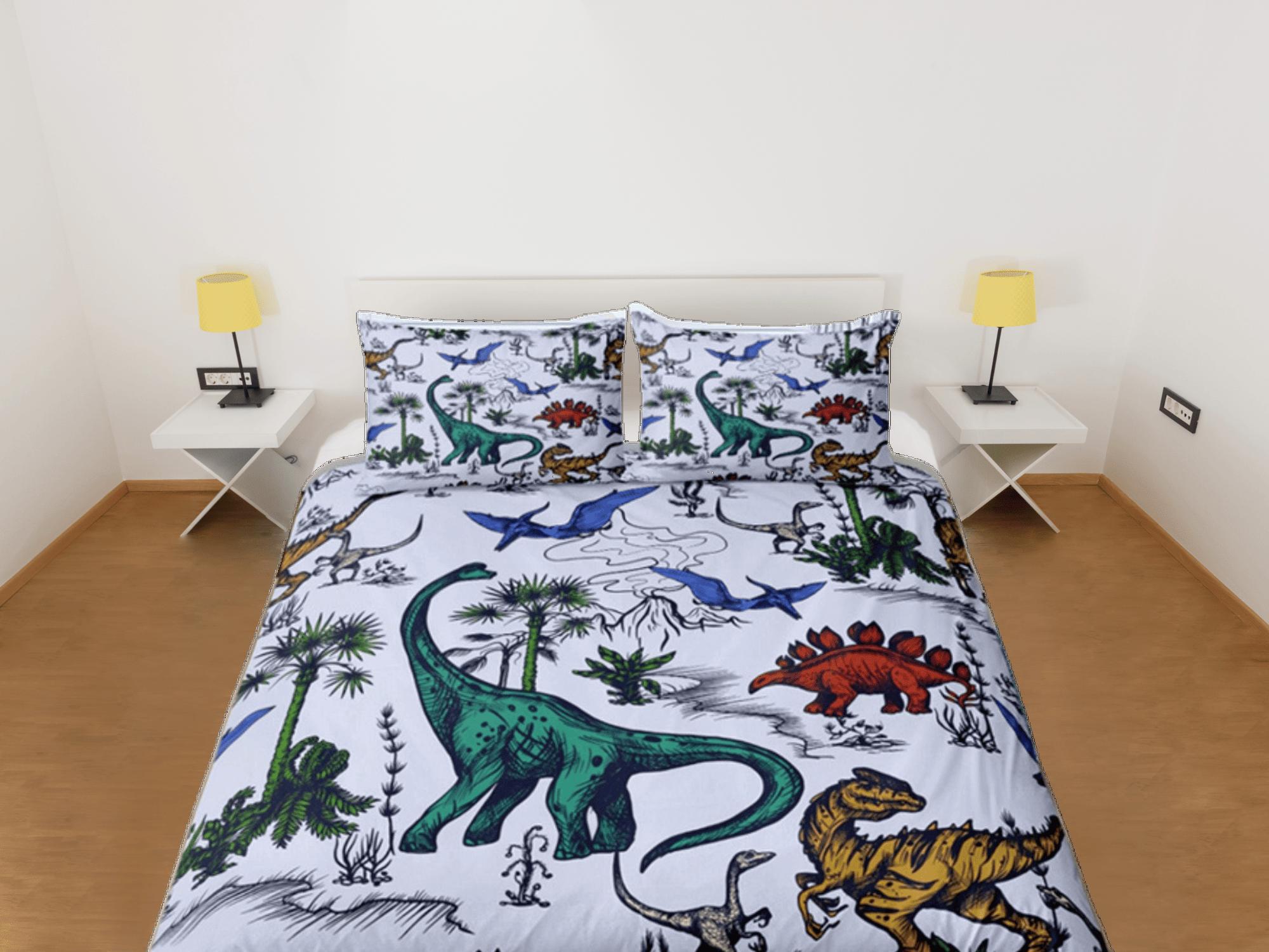 daintyduvet Colorful Dinosaurs Duvet Cover Set Cute Bedspread, Dorm Bedding with Pillowcase