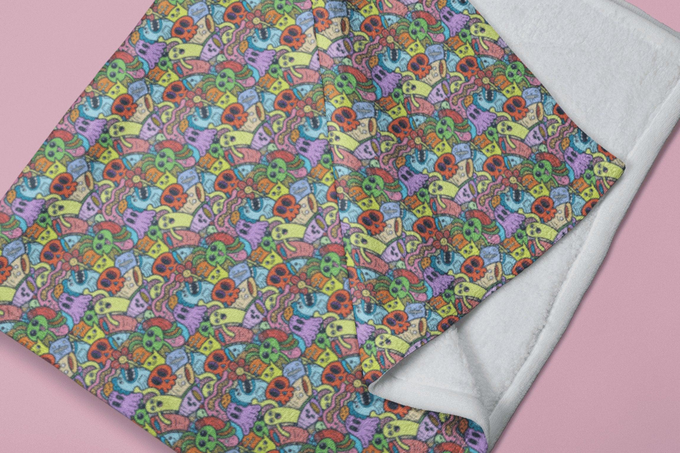 daintyduvet Colorful Kawaii Doodle Soft Fluffy Velvet Flannel Fleece Throw Blanket