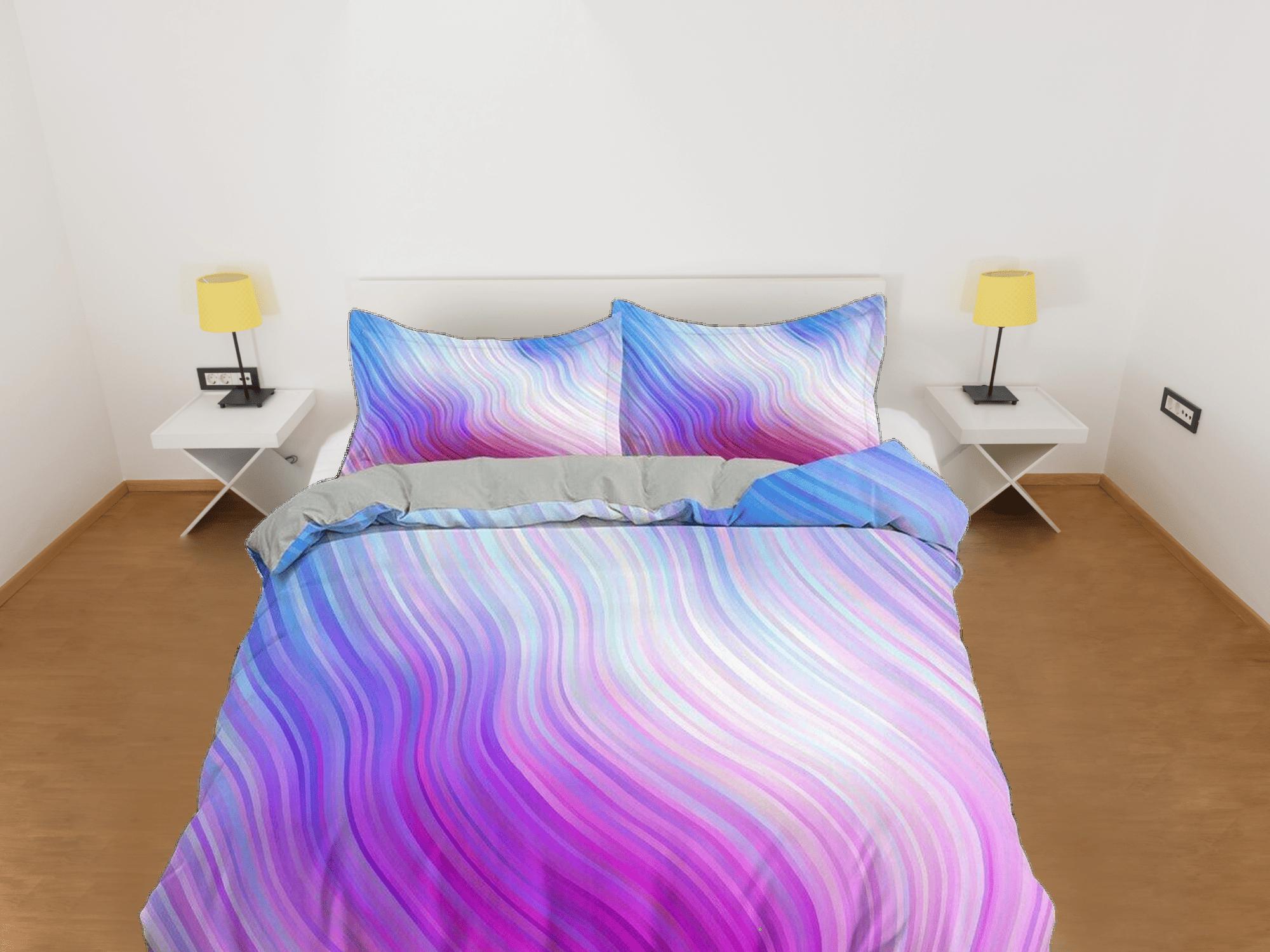 daintyduvet Contemporary bedroom set aesthetic pink purple gradient duvet cover, marble abstract art room decor boho chic bedding set full king queen