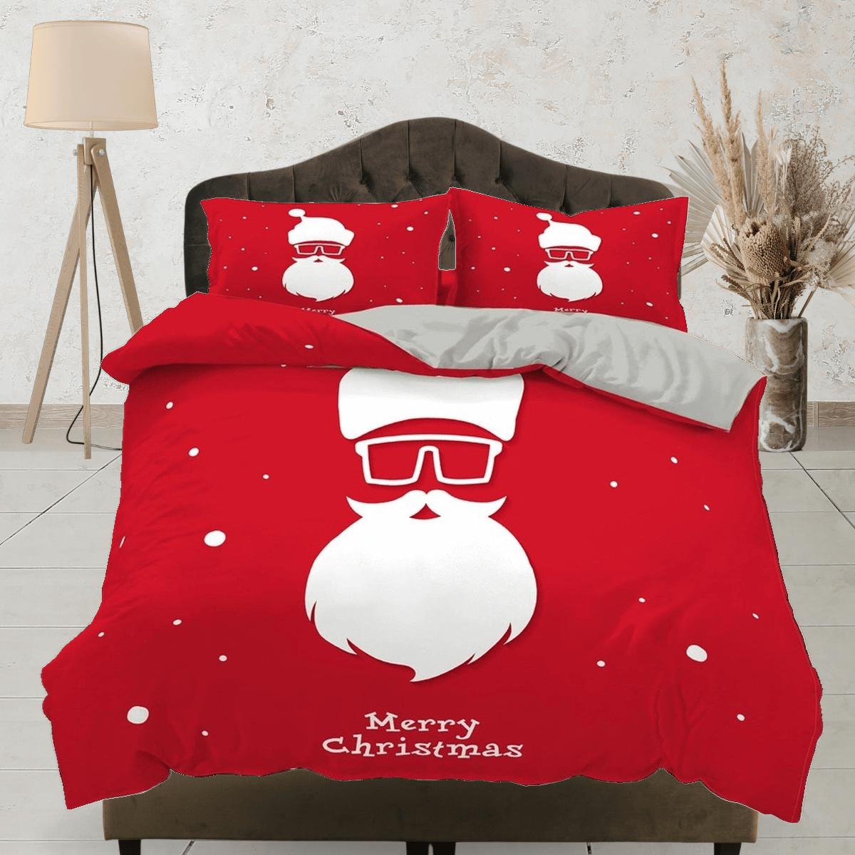 daintyduvet Cool Santa Claus specs Christmas bedding, pillowcase holiday gift duvet cover king queen twin toddler bedding baby Christmas farmhouse decor