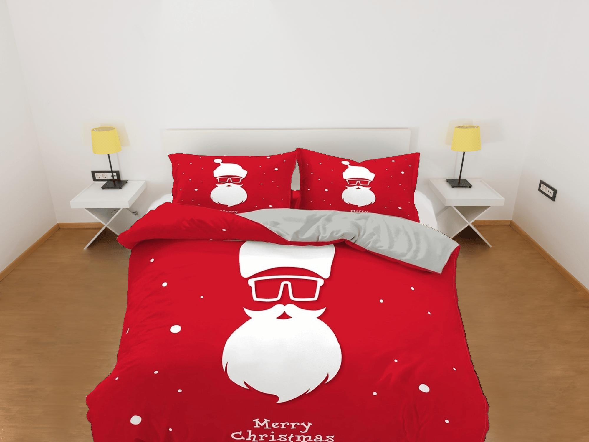 daintyduvet Cool Santa Claus specs Christmas bedding, pillowcase holiday gift duvet cover king queen twin toddler bedding baby Christmas farmhouse decor