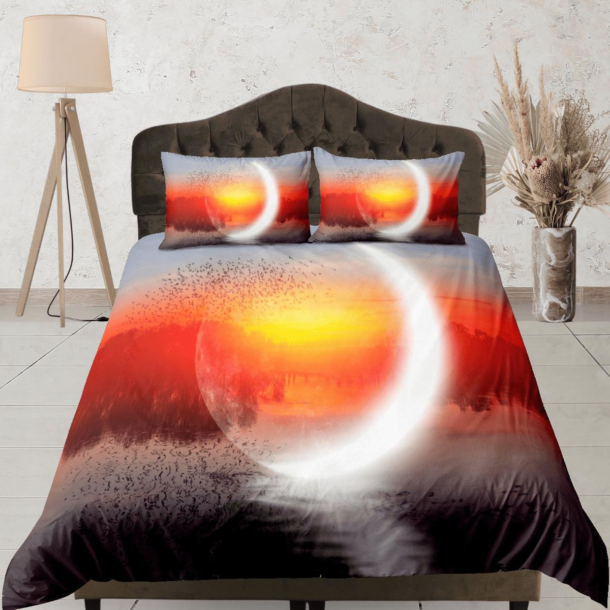 daintyduvet Crescent Moon Duvet Cover Set Colorful Bedspread, Dorm Bedding with Pillowcase