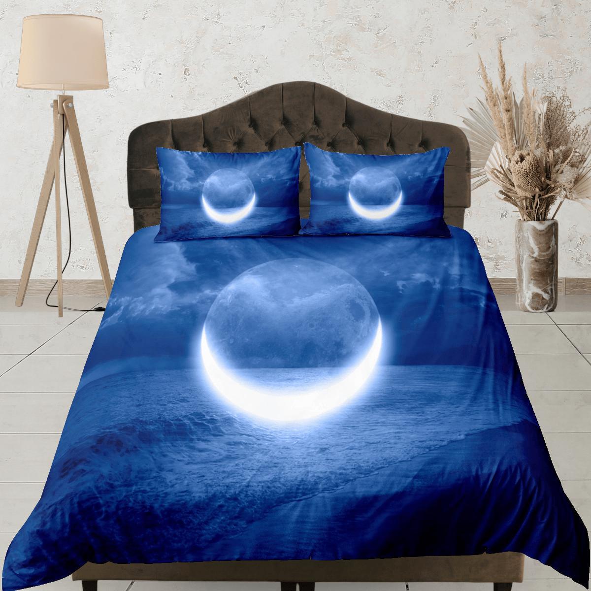 daintyduvet Crescent Moon Night Duvet Cover Set Colorful Bedspread, Dorm Bedding with Pillowcase