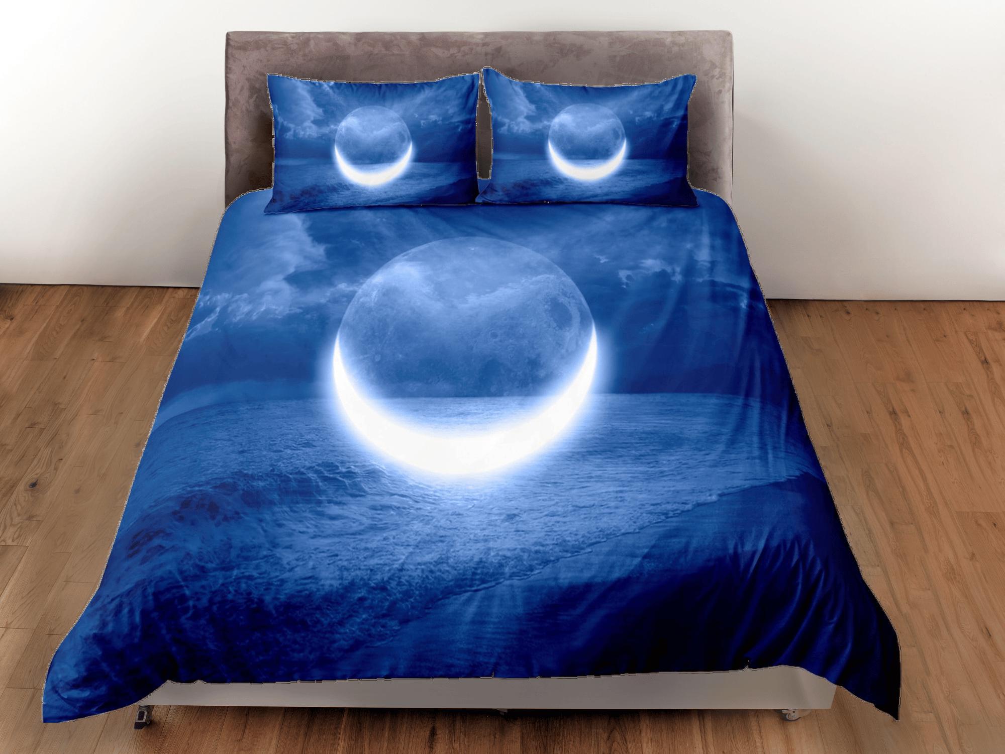 daintyduvet Crescent Moon Night Duvet Cover Set Colorful Bedspread, Dorm Bedding with Pillowcase