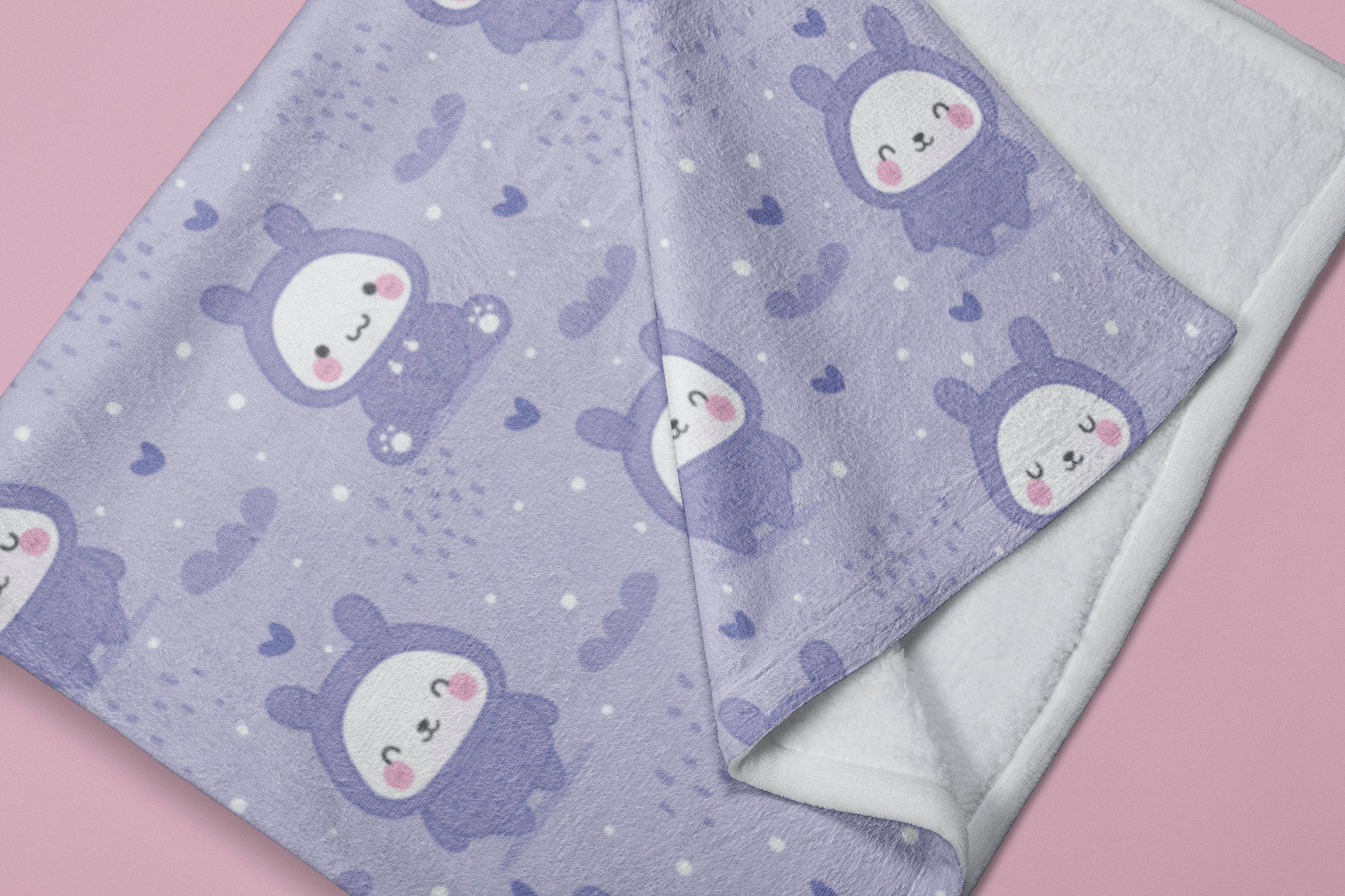 daintyduvet Cute Bunny Purple Soft Fluffy Velvet Flannel Fleece Throw Blanket