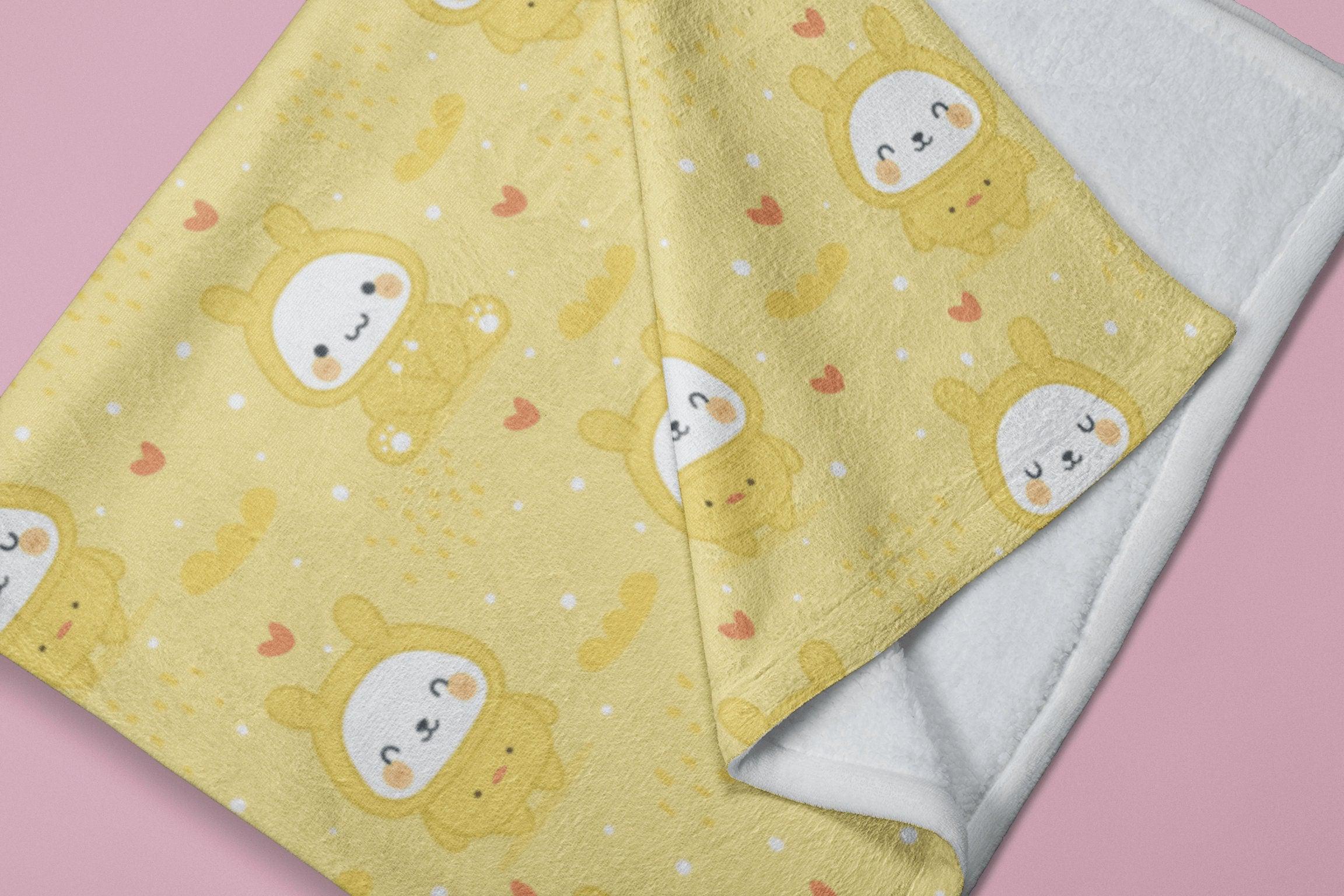 daintyduvet Cute Bunny Yellow Soft Fluffy Velvet Flannel Fleece Throw Blanket