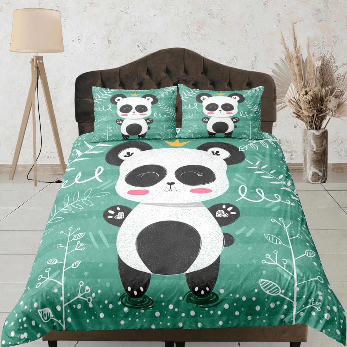 daintyduvet Cute Happy Panda Duvet Cover Set Colorful Bedspread, Kids Bedding with Pillowcase