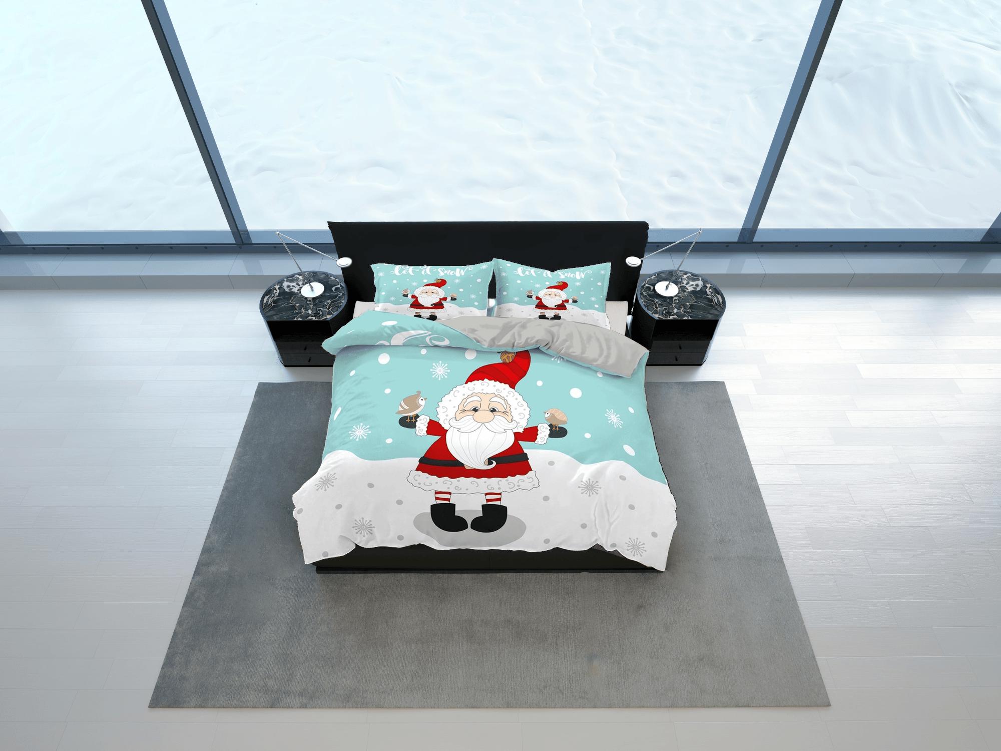 daintyduvet Cute Santa Claus in snow Christmas bedding & pillowcase holiday gift duvet cover king queen full toddler bedding baby Christmas farmhouse