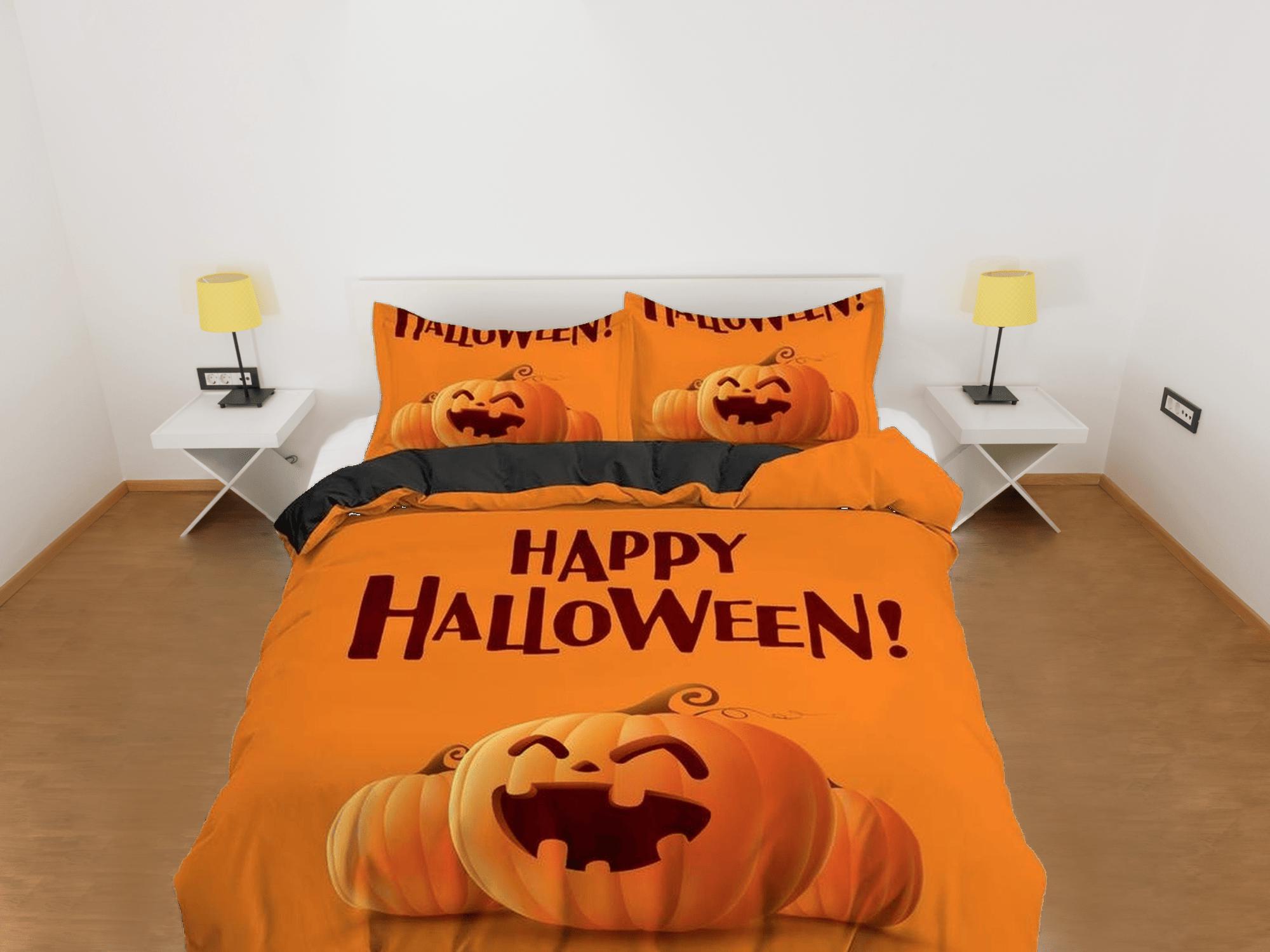 daintyduvet Cute smiling pumpkin happy halloween bedding & pillowcase, gothic duvet cover, dorm bedding, goth decor toddler bedding, halloween gift