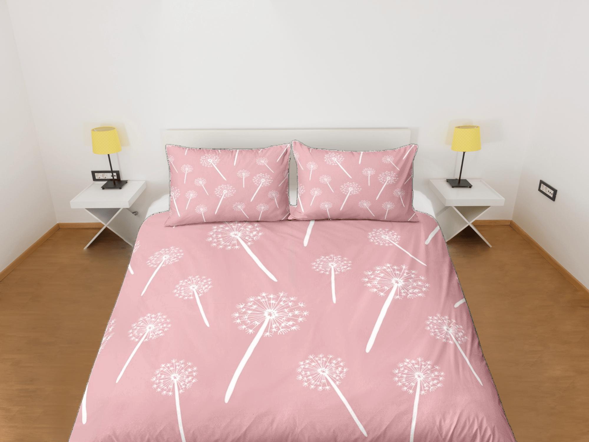 daintyduvet Dandelion floral pink duvet cover colorful bedding, teen girl bedroom, baby girl crib bedding boho maximalist bedspread aesthetic bedding