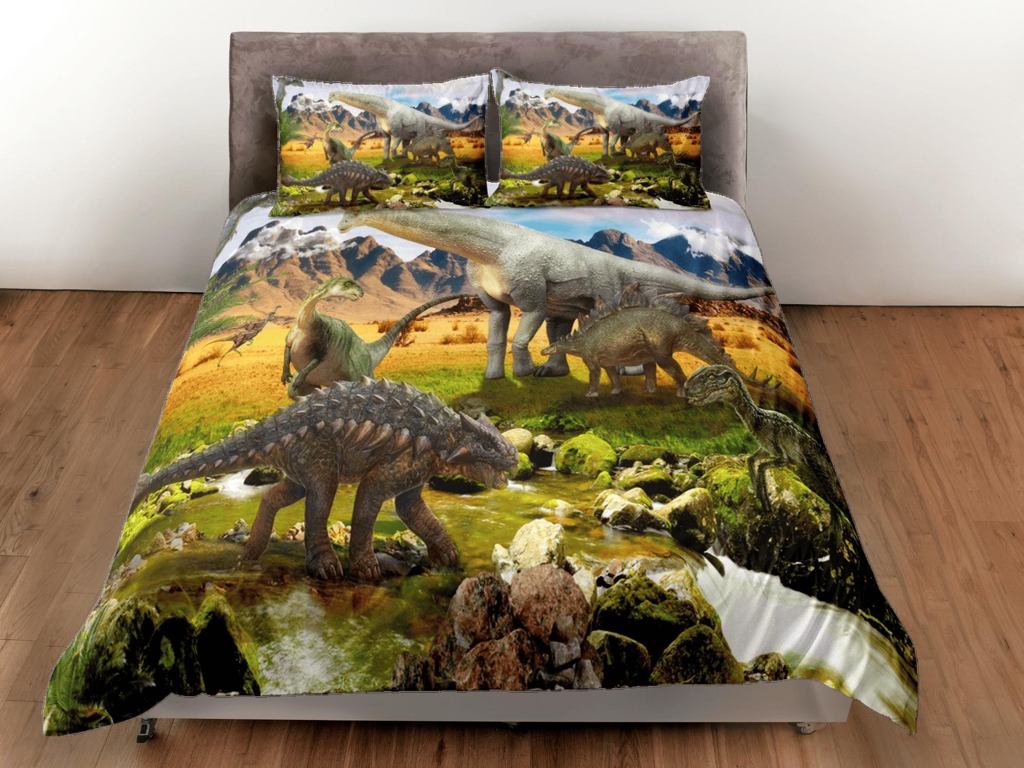 daintyduvet Dinosaur bedding, adult duvet cover, dorm bedding, teen boys bedding set full, animal prints duvet cover set, dinosaur gift, outdoor scenery