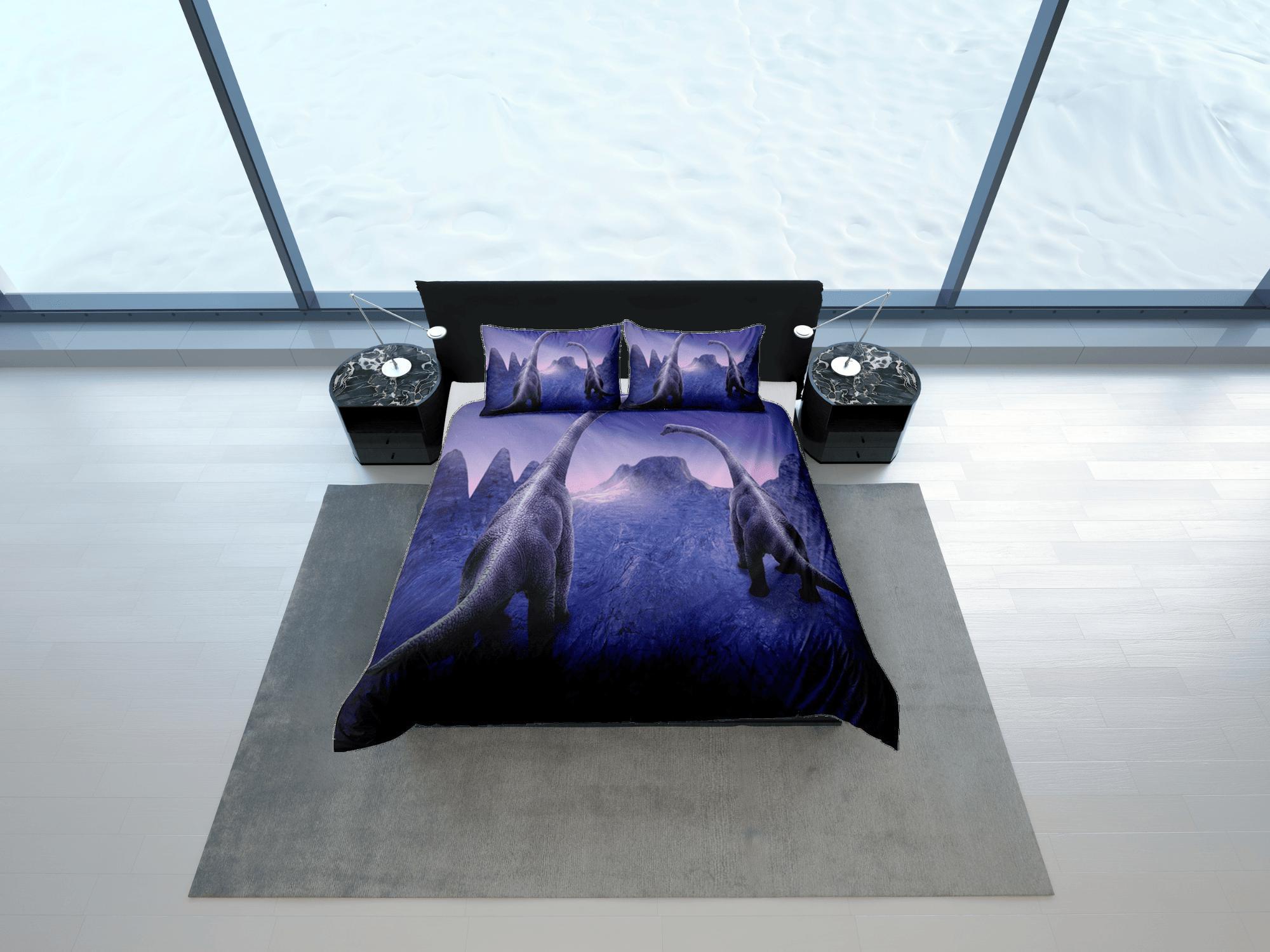 daintyduvet Dinosaur Purple Duvet Cover Set Sci-Fi Bedspread, Dorm Bedding with Pillowcase