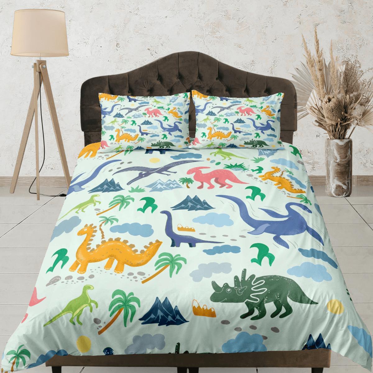 daintyduvet Dinosaurs Duvet Cover Set Colorful Bedspread, Kids Full Bedding Set with Pillowcase, Comforter Cover Bed