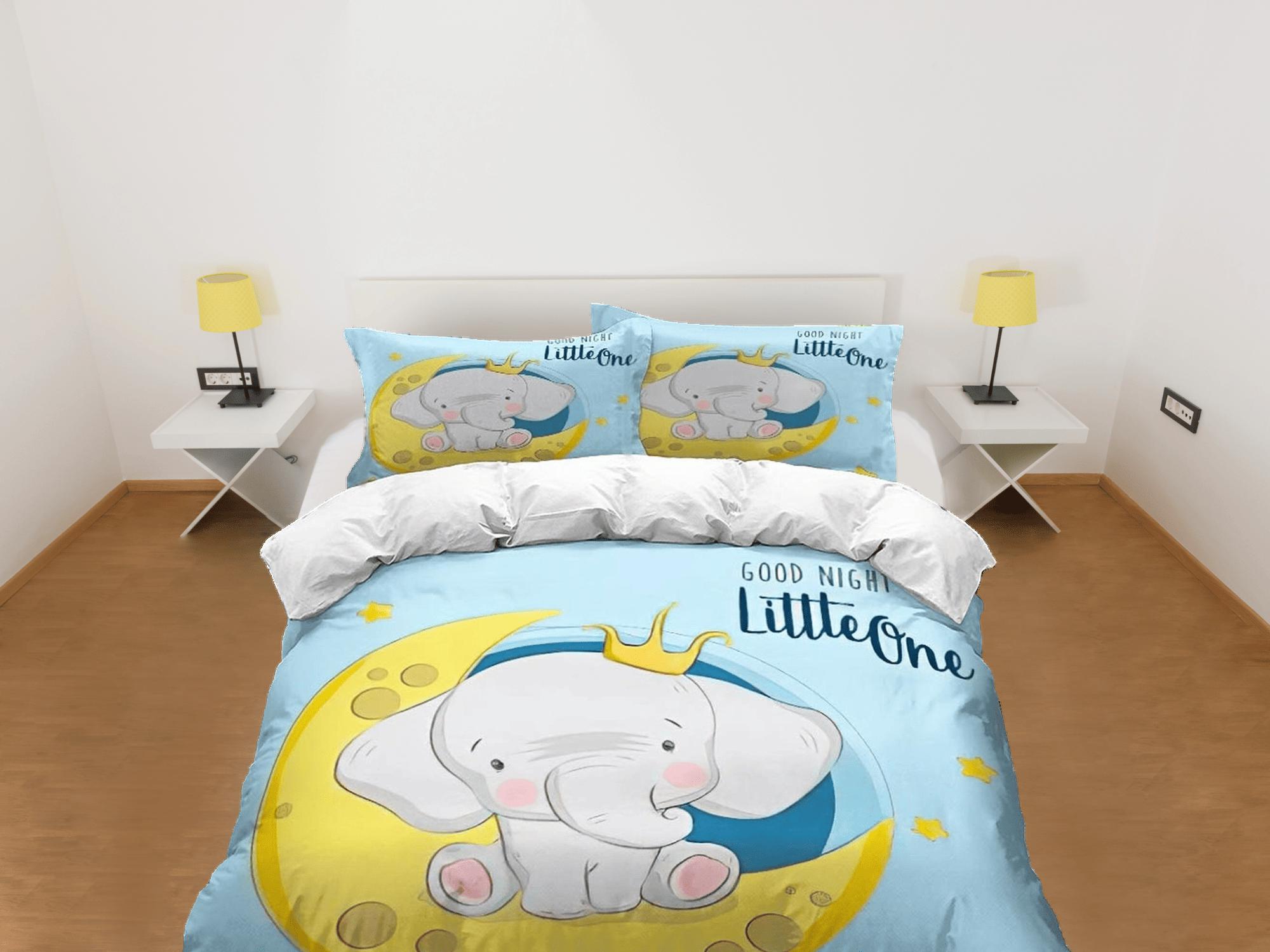 daintyduvet Elephant in crescent moon bedding cute duvet cover set, kids bedding full, nursery bed decor, elephant baby shower, toddler bedding