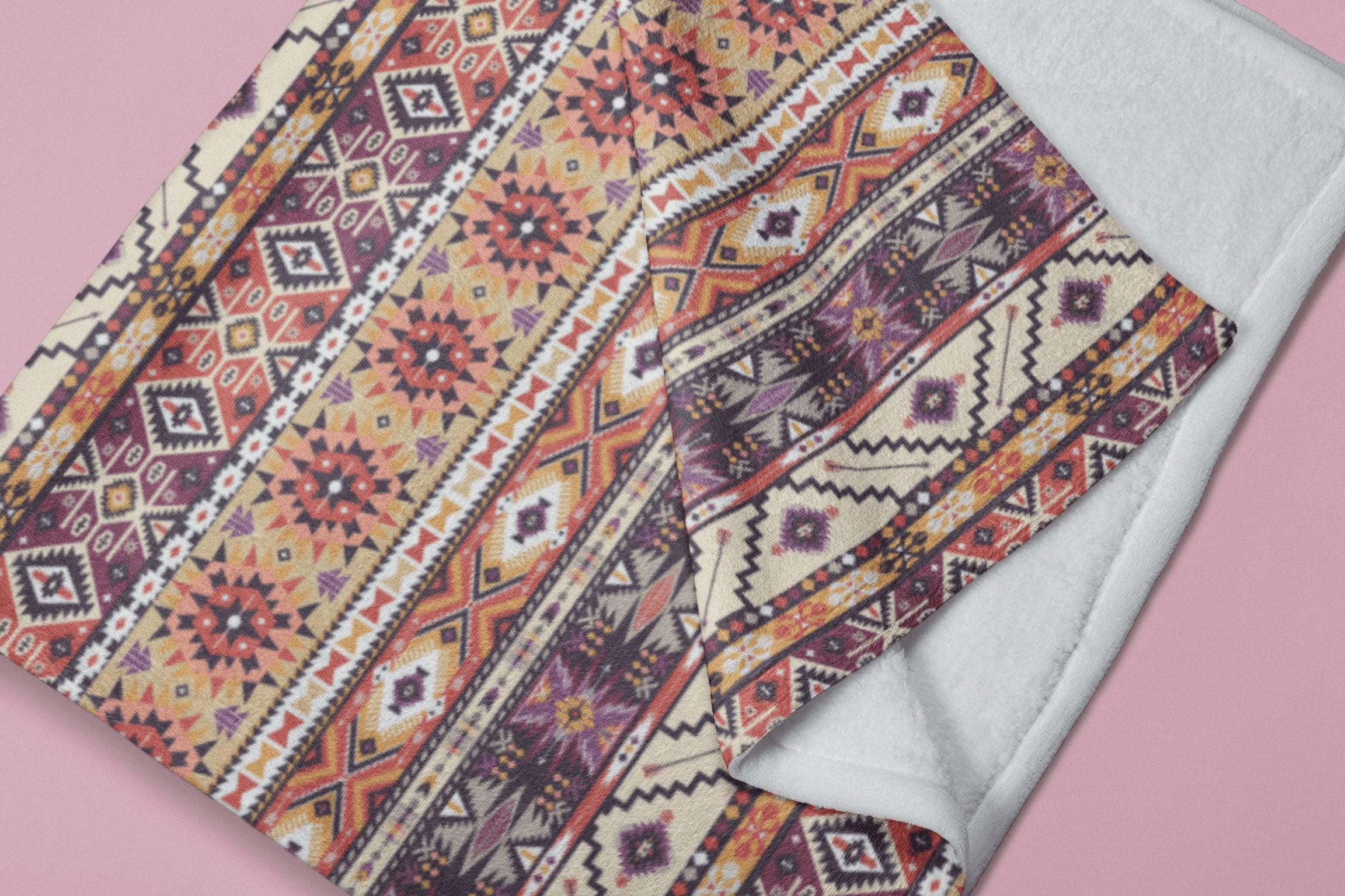 daintyduvet Ethnic Bohemian Blanket Boho Brown Soft Fluffy Velvet Flannel Fleece Throw Blanket