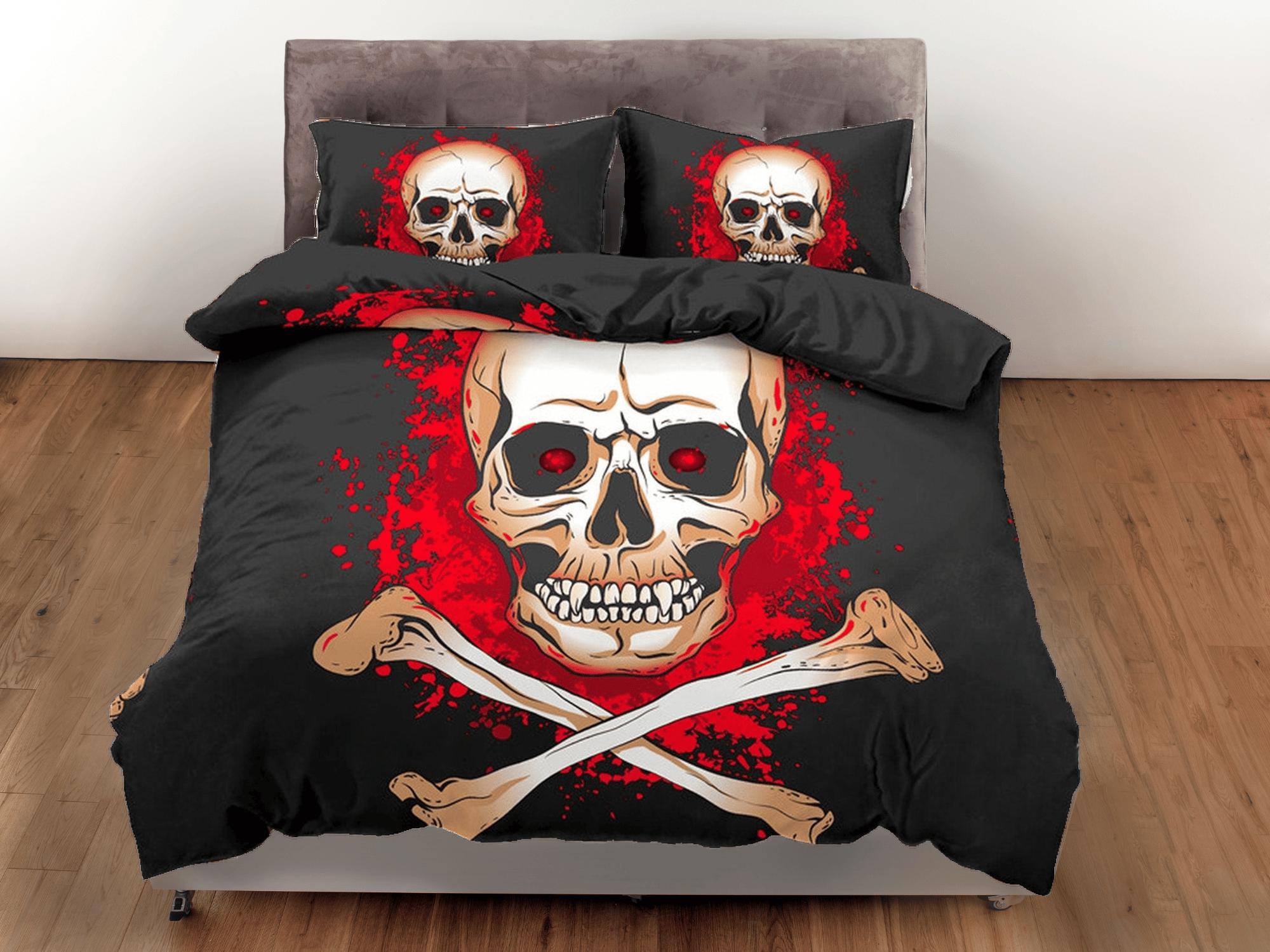 daintyduvet Flaming Skull Black Duvet Cover Set Bedspread, Dorm Bedding with Pillowcase