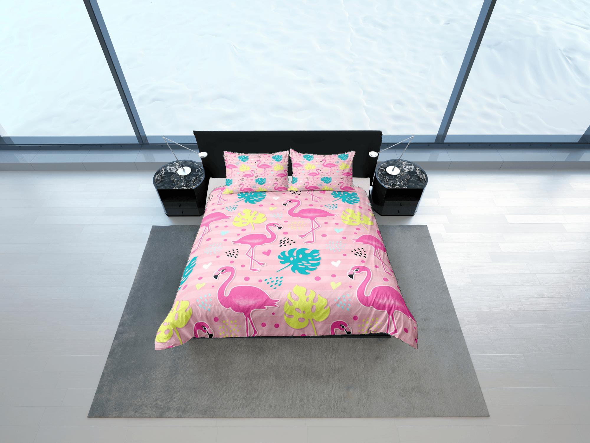 daintyduvet Flamingo Pink Duvet Cover Set Cute Bedspread, Dorm Bedding with Pillowcase