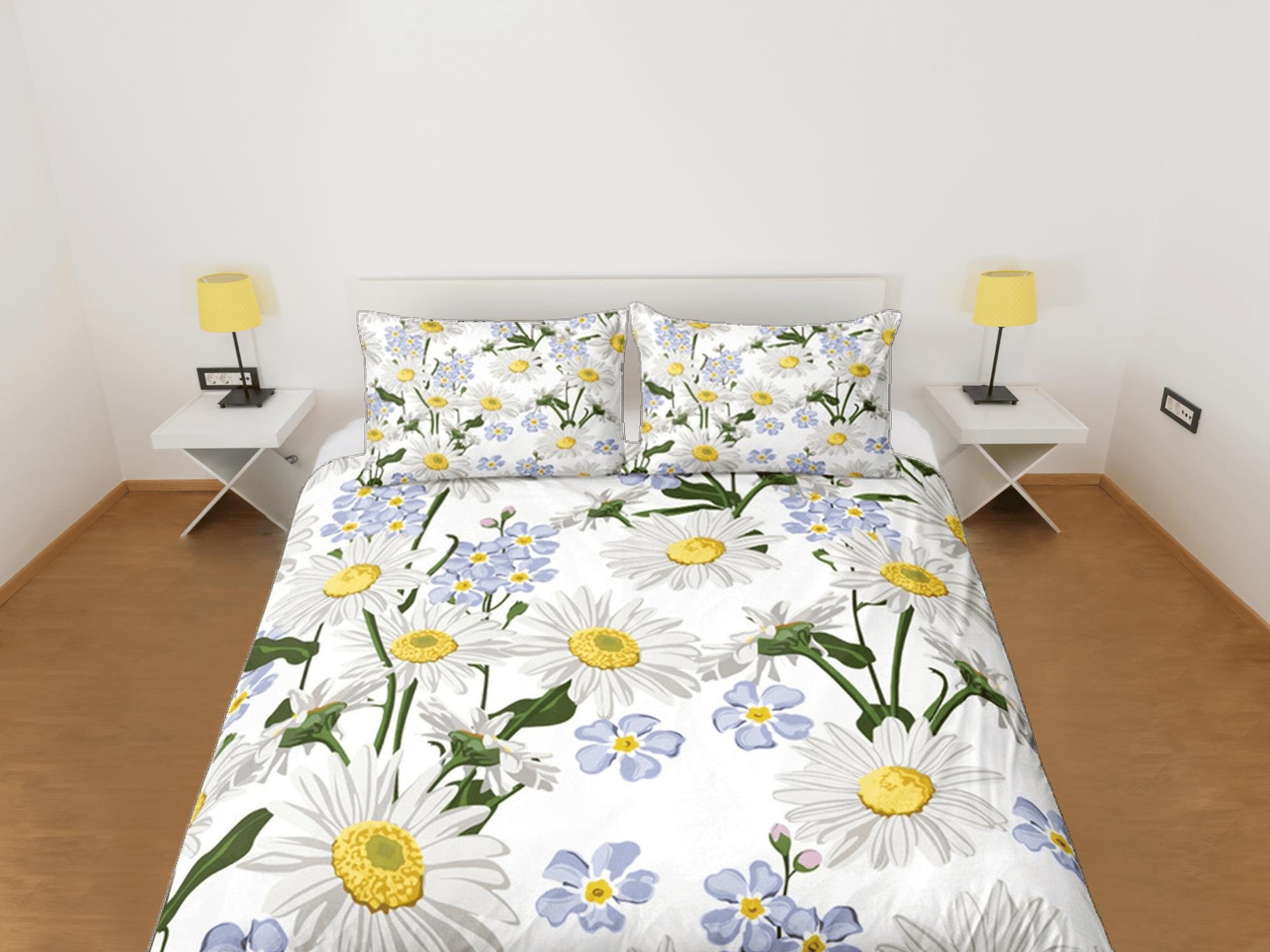daintyduvet Floral Duvet Cover Set White Bedspread Dorm Bedding Set Daisy