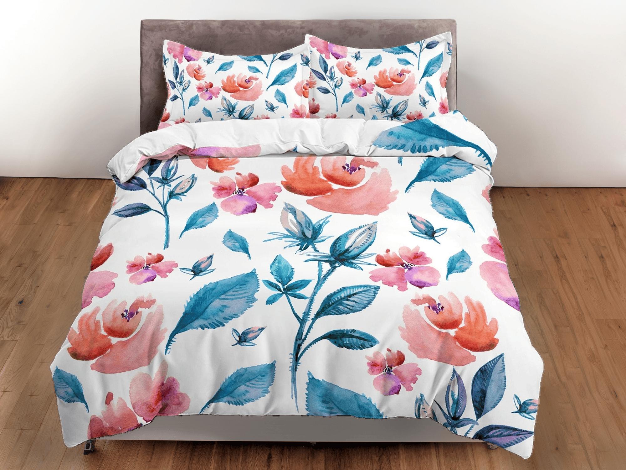 daintyduvet Floral painting style duvet cover colorful bedding, teen girl bedroom, baby girl crib bedding boho maximalist bedspread aesthetic bedding