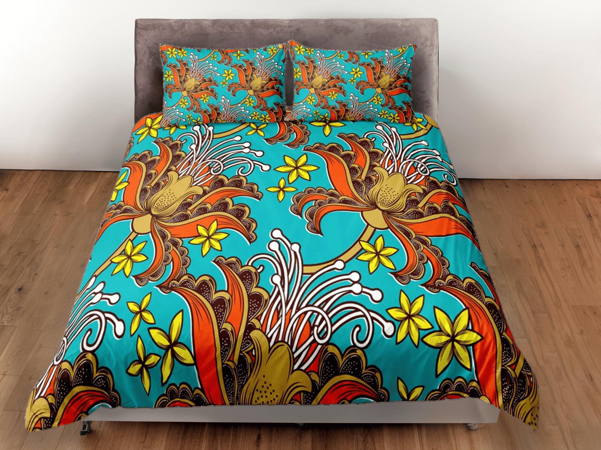 daintyduvet Floral printed african bedding set duvet cover, boho bedding african ethnic tribal designs, afrocentric designer bedding, south african gift