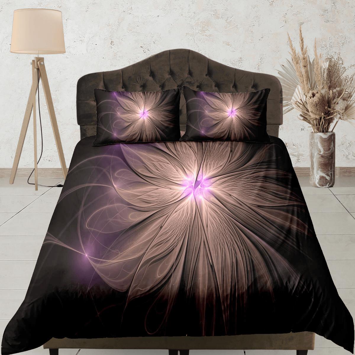 daintyduvet Fractal flower abstract ray of light duvet cover boho bedding set full, queen, king, dorm bedding, aesthetic room decor maximalist bedspread