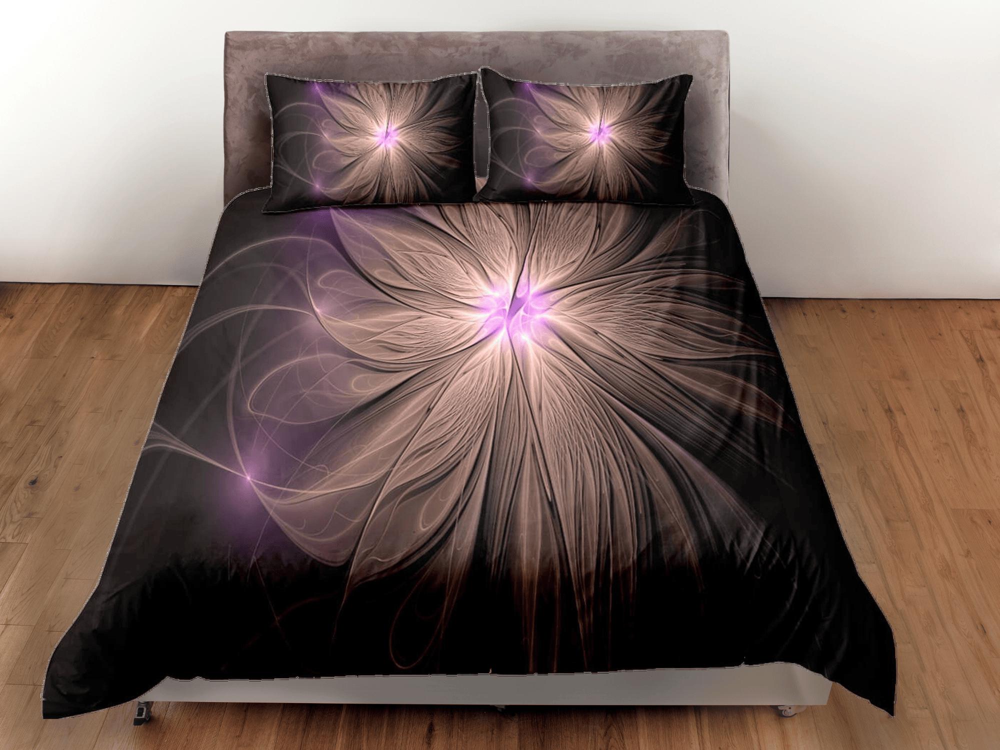 daintyduvet Fractal flower abstract ray of light duvet cover boho bedding set full, queen, king, dorm bedding, aesthetic room decor maximalist bedspread