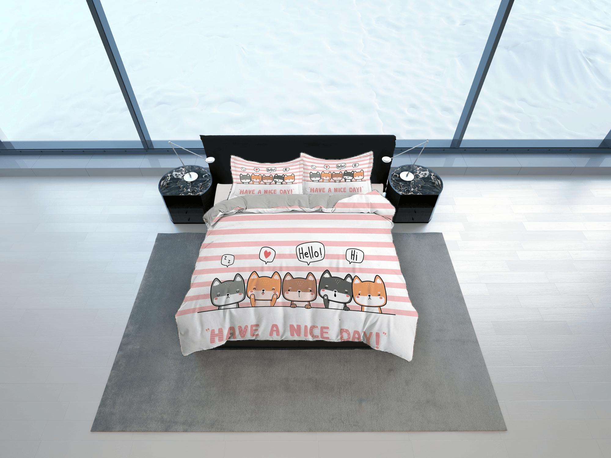 Friendly neighborhood cats bedding toddler bedding kids duvet cover