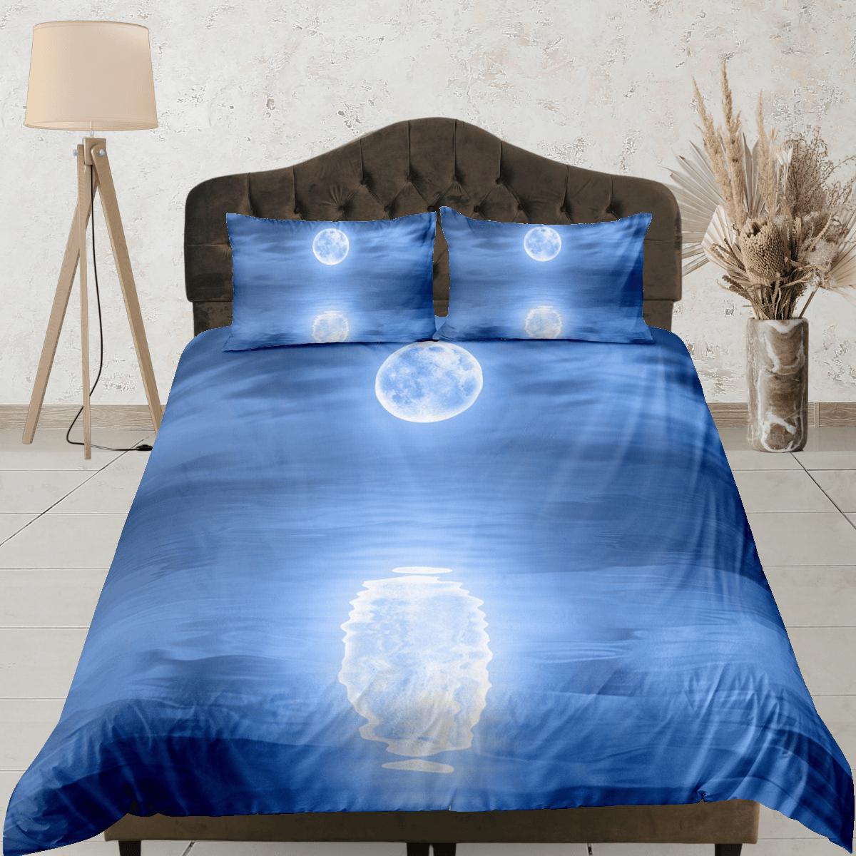 daintyduvet Full Moon Over the Sea Duvet Cover Set Colorful Bedspread, Dorm Bedding Pillowcase
